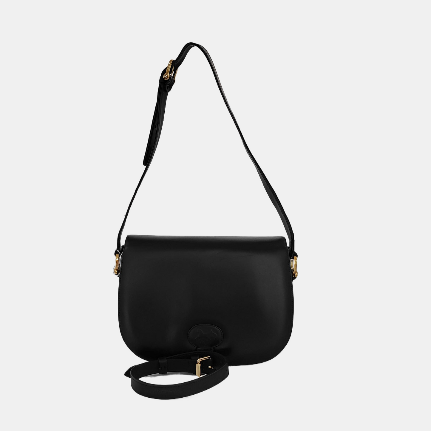 CELINE Black Leather Patchwork Single Shoulder Bag Golden hardware-(SKU)-941503752