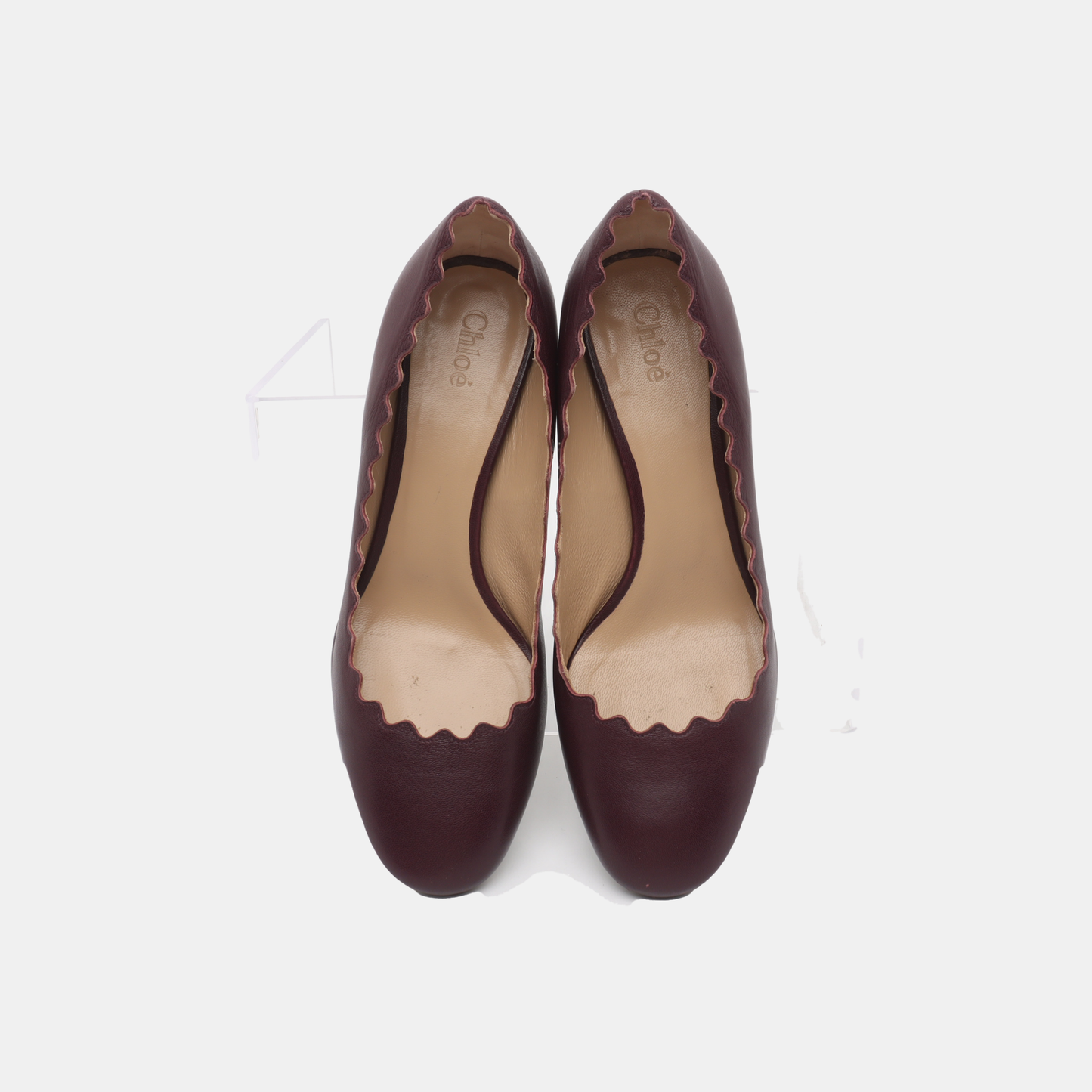 Chloé 36.5code Beige Purple Leather Women's Mid-Heel Shoes-(SKU)-931056943
