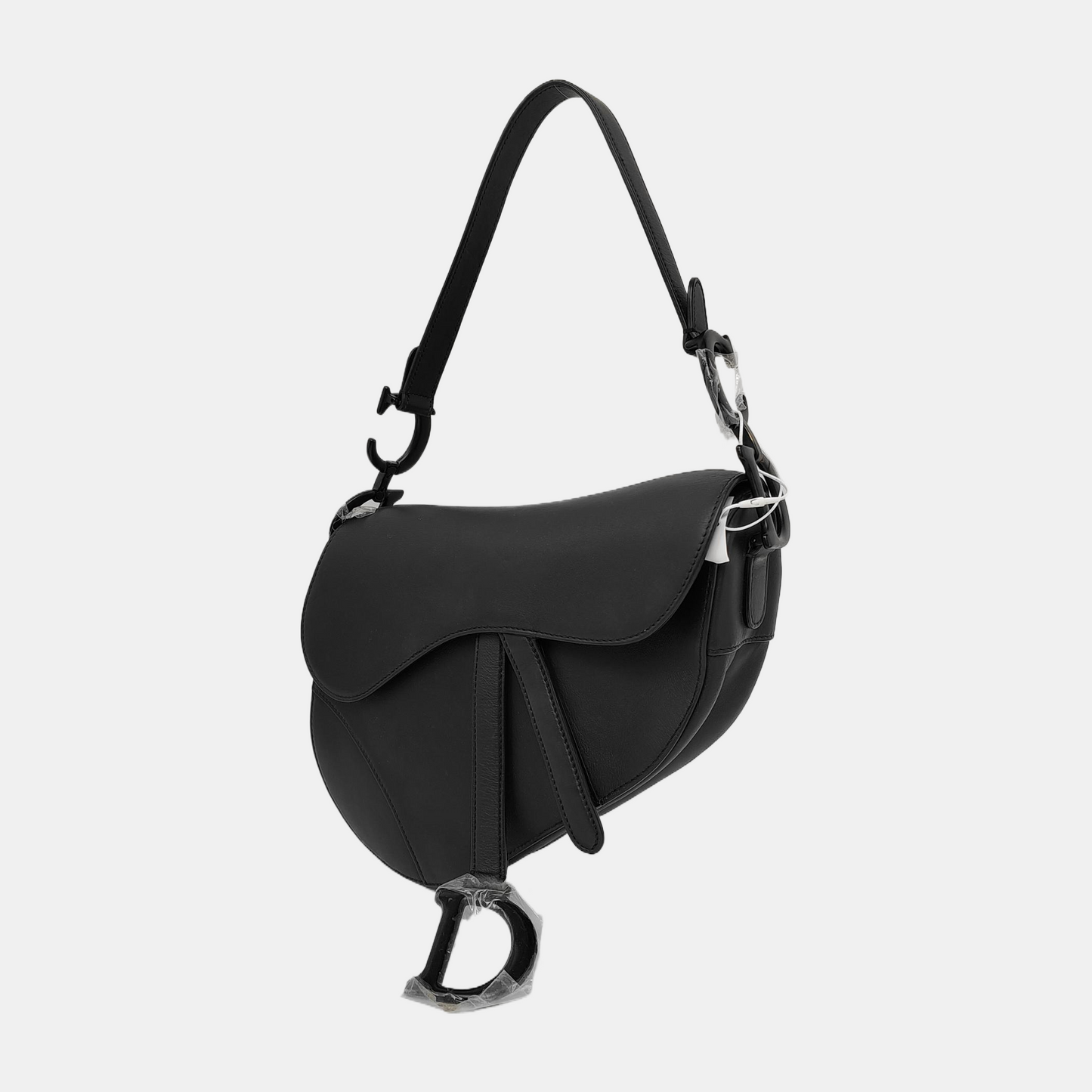 DIOR Saddle Small Black Calfskin Saddle Bag Single Shoulder Bag Tote with Black Hardware and Removable Strap-(SKU)-940890470