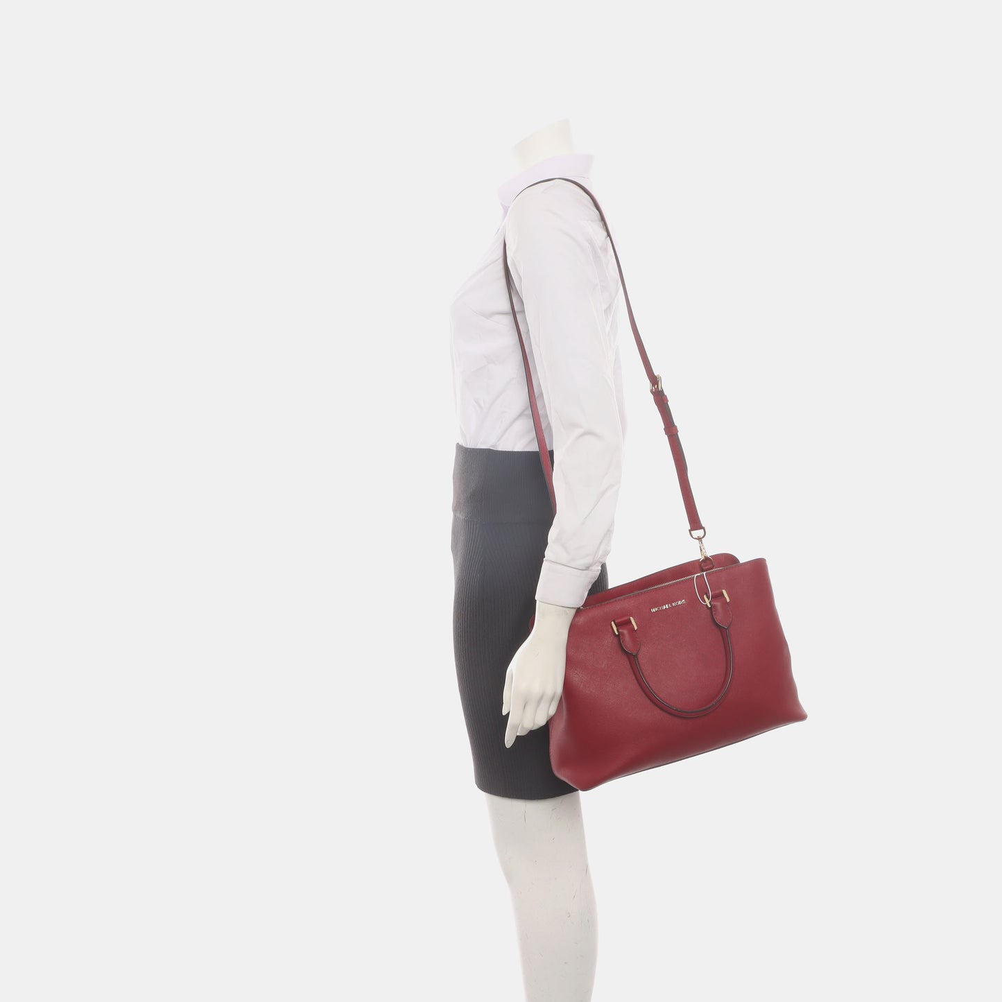 MICHAEL KORS Tote bag Burgundy Cowhide Embossed Shoulder Bag Handbag Crossbody Golden hardware Removable shoulder strap-(SKU)-932557610