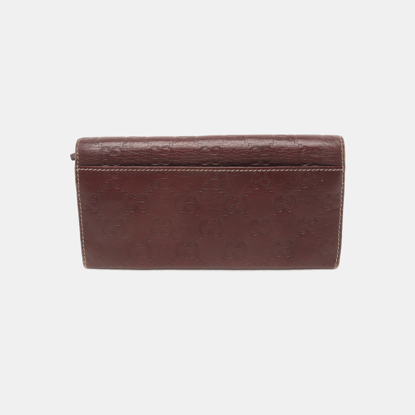 GUCCI Dark Brown Cowhide Monogrammed Texture Wallet Golden hardware-(SKU)-939278026
