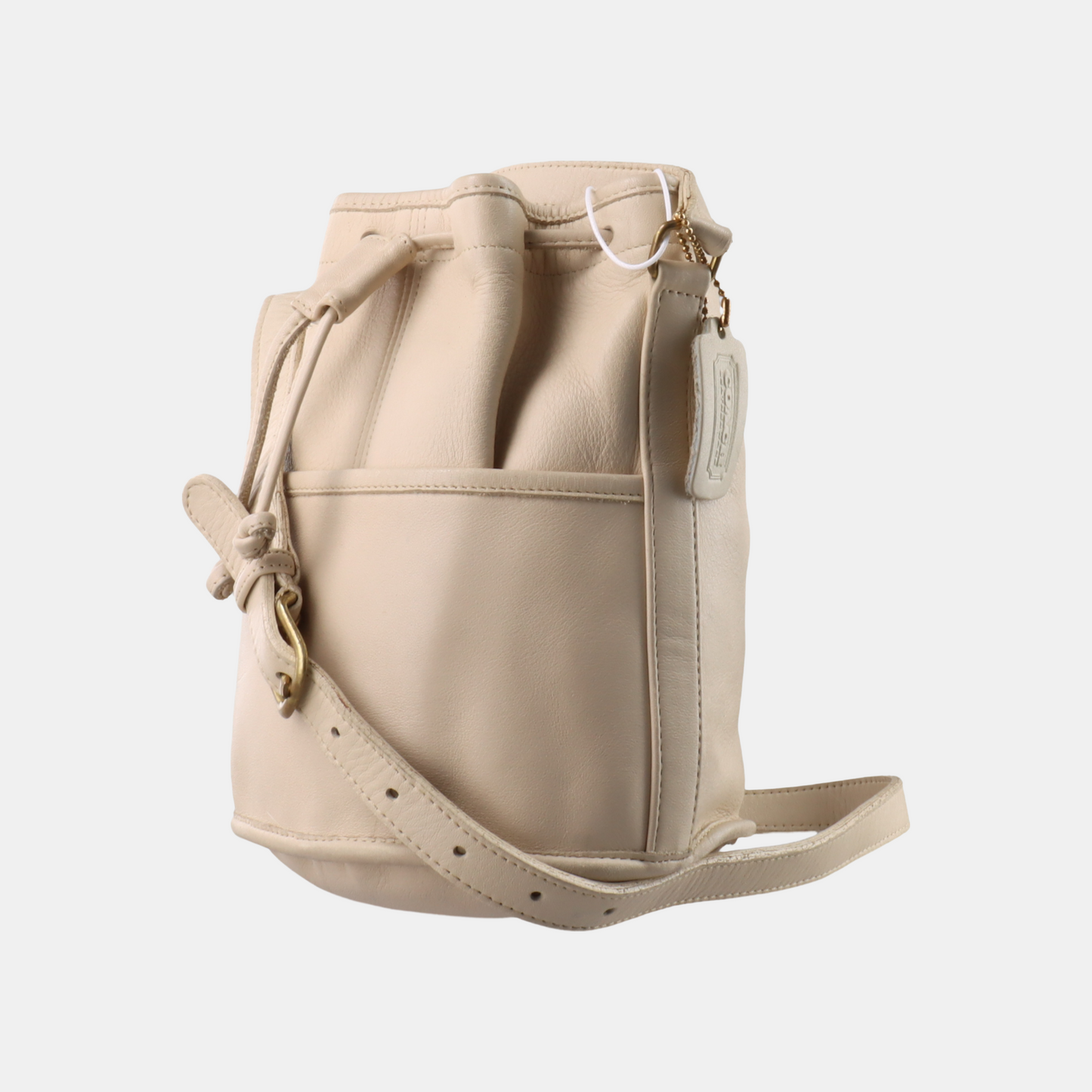 COACH Bucket bag Beige Leather Single Shoulder Bag Golden hardware-(SKU)-934222041