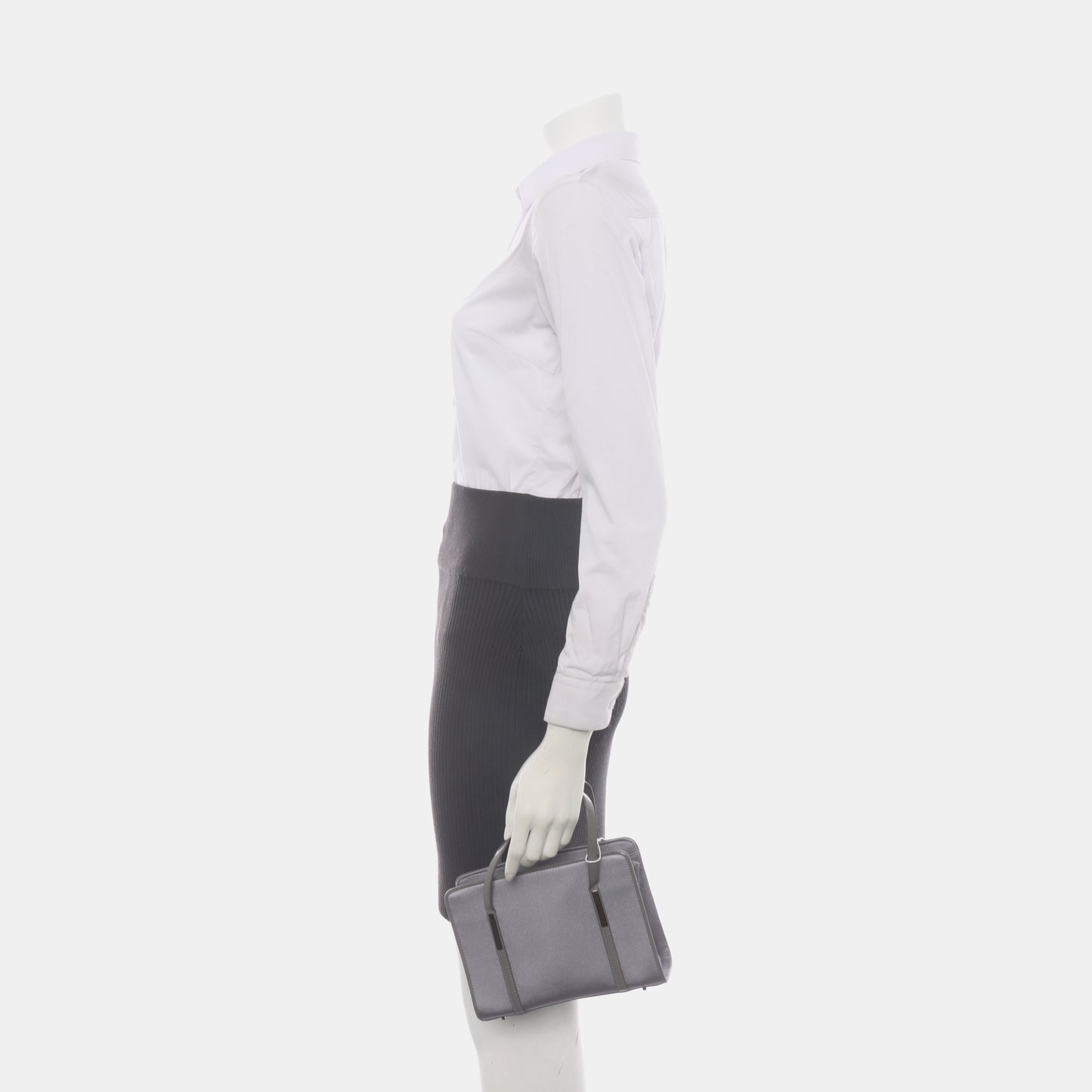 GUCCI Tote bag Light Grey Fabric Tote Shoulder Bag Silver Hardware-(SKU)-934354737