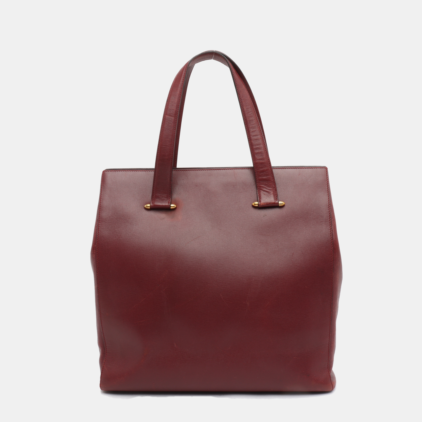 Cartier Tote bag Burgundy Cowhide Studs Shoulder Bag Handbag Golden hardware-(SKU)-12225119
