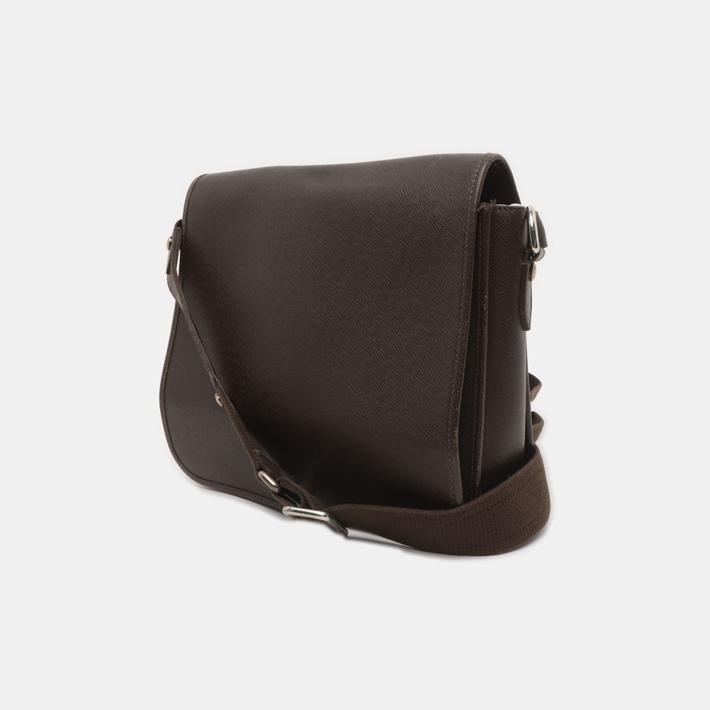 LOUIS VUITTON ANDREI Dark brown cowhide postman bag crossbody bag, shoulder bag Silver Hardware-(SKU)-930085105