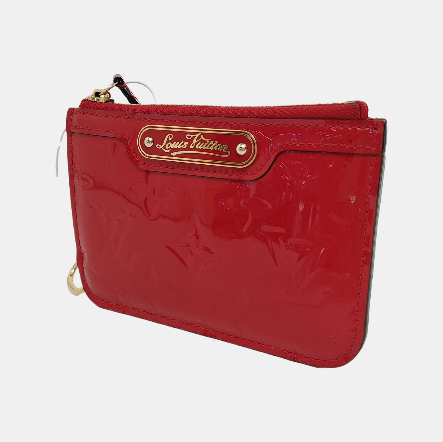 LOUIS VUITTON Red Patent Leather Textured Handbag Golden hardware-(SKU)-944993230