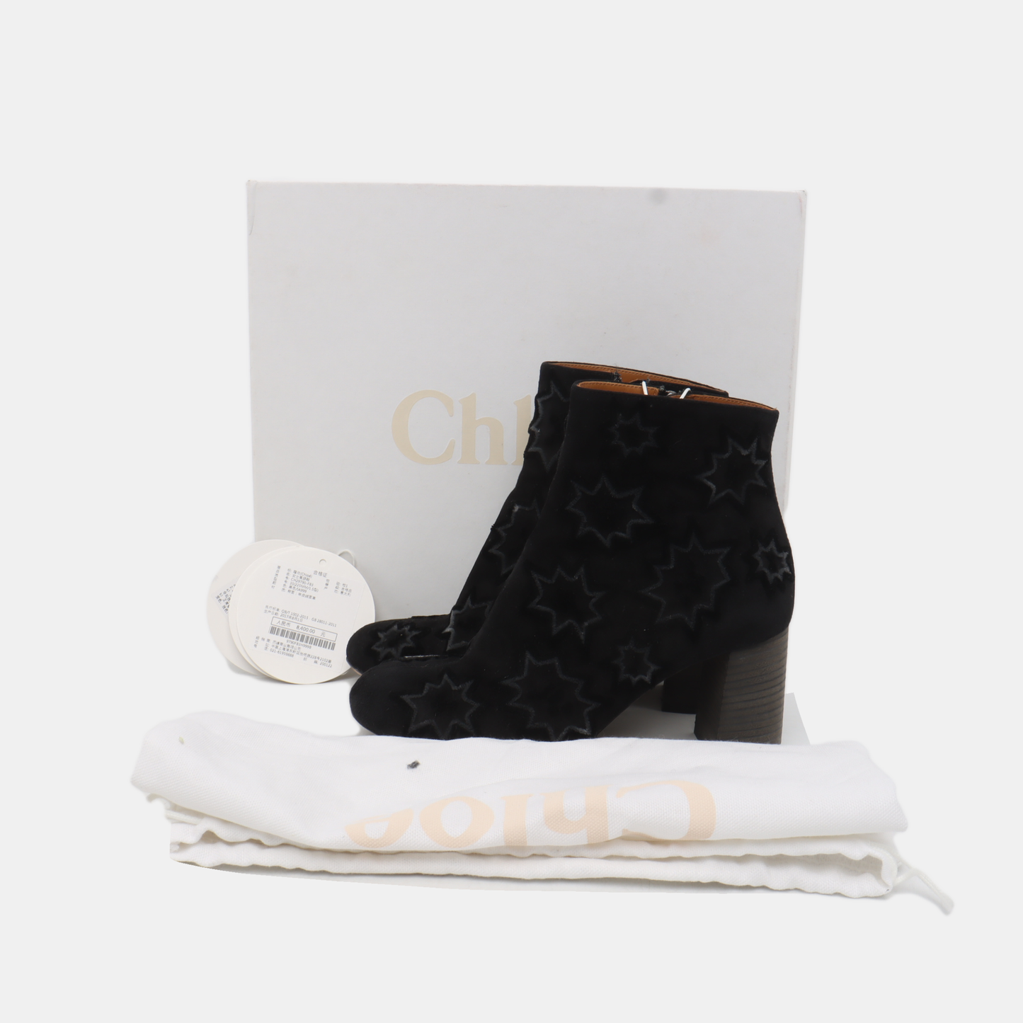 Chloé 35code Autumn and Winter Black Fabric Women's Short Boots-(SKU)-929587296