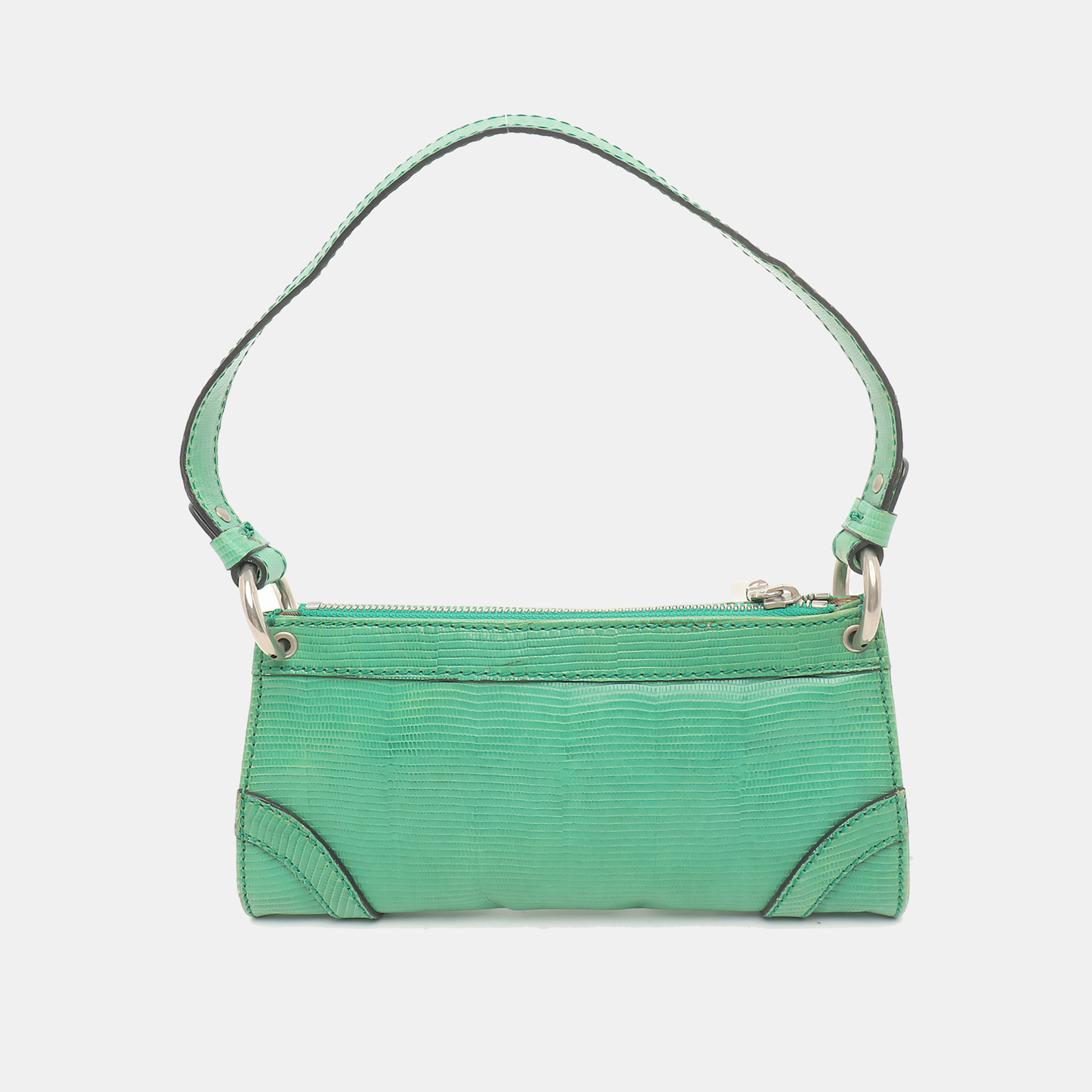 BURBERRY Green Cowhide Embossed Single Shoulder Bag Silver Hardware-(SKU)-934701341