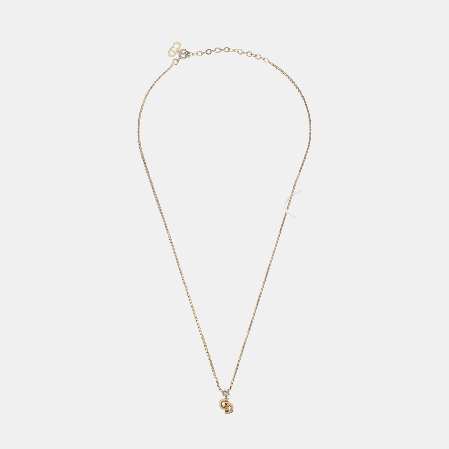 DIOR Mimirose 金色合金人造钻石镶嵌LOGO项链 Length45cm-(SKU)-942921779