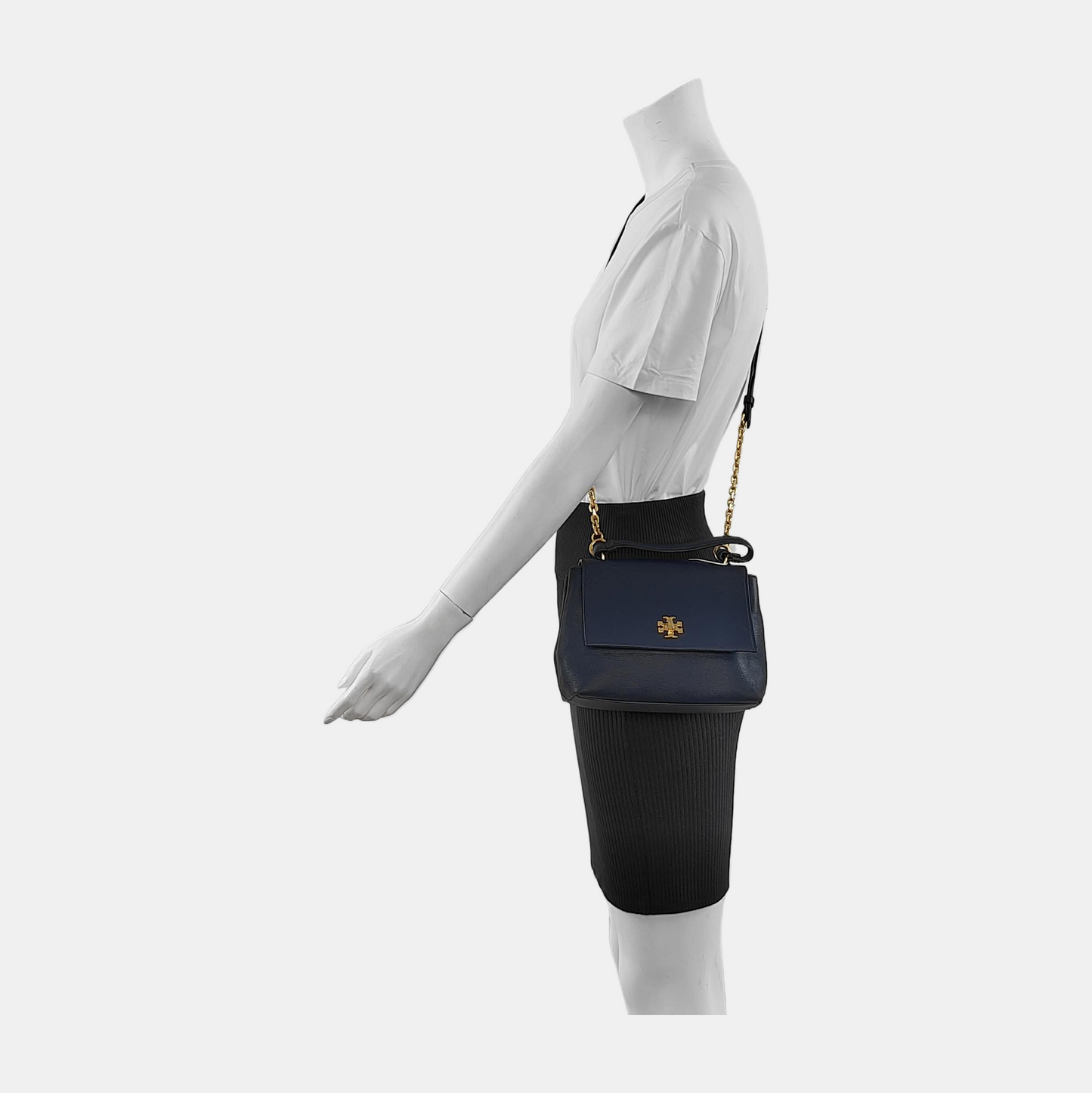 TORY BURCH Chelsea Dark Blue Cowhide Single Shoulder Bag Handbag Golden hardware Removable shoulder strap-(SKU)-942430091