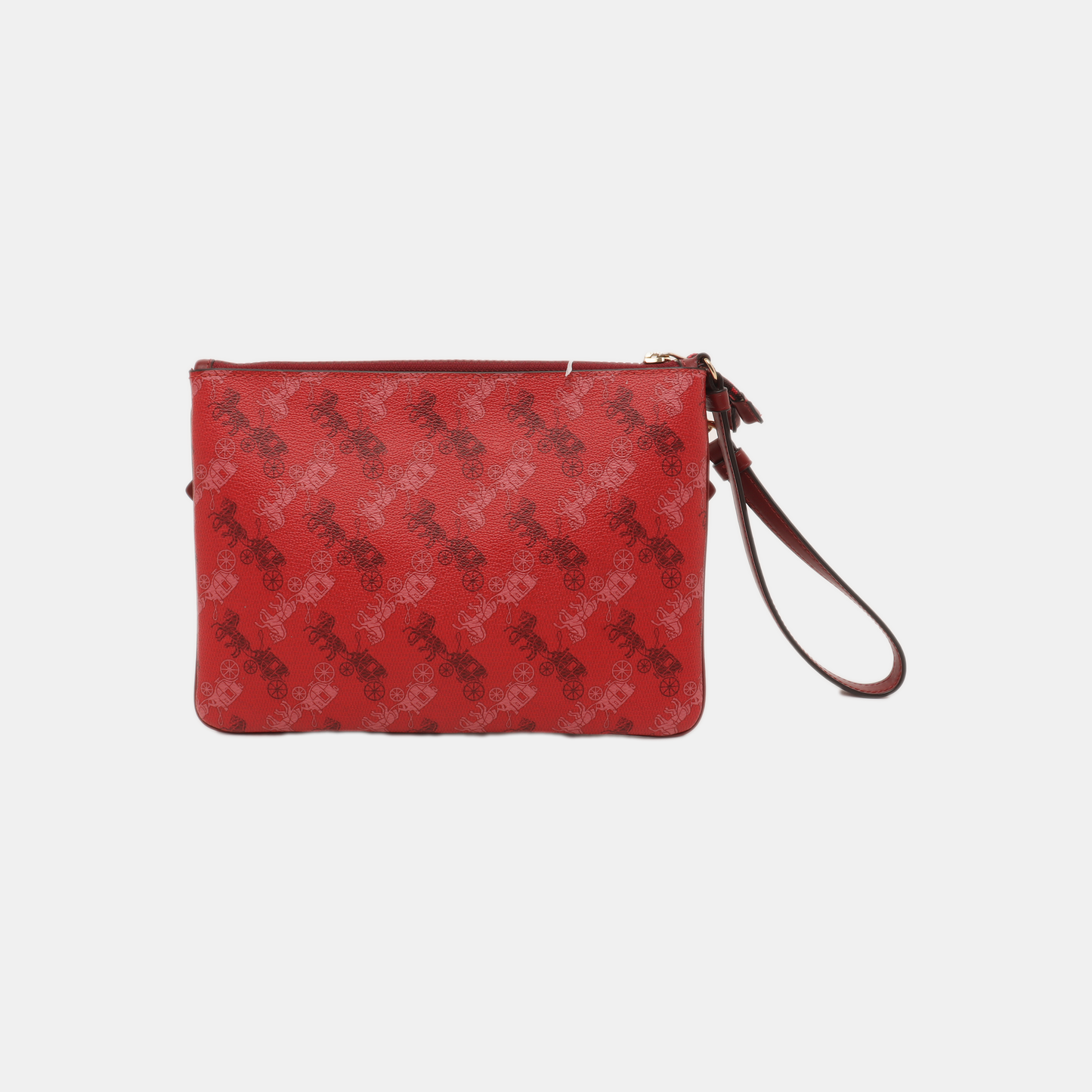 COACH ACADEMY Red Coated Canvas Carriage Tote Bag Clutch Golden hardware-(SKU)-14078006