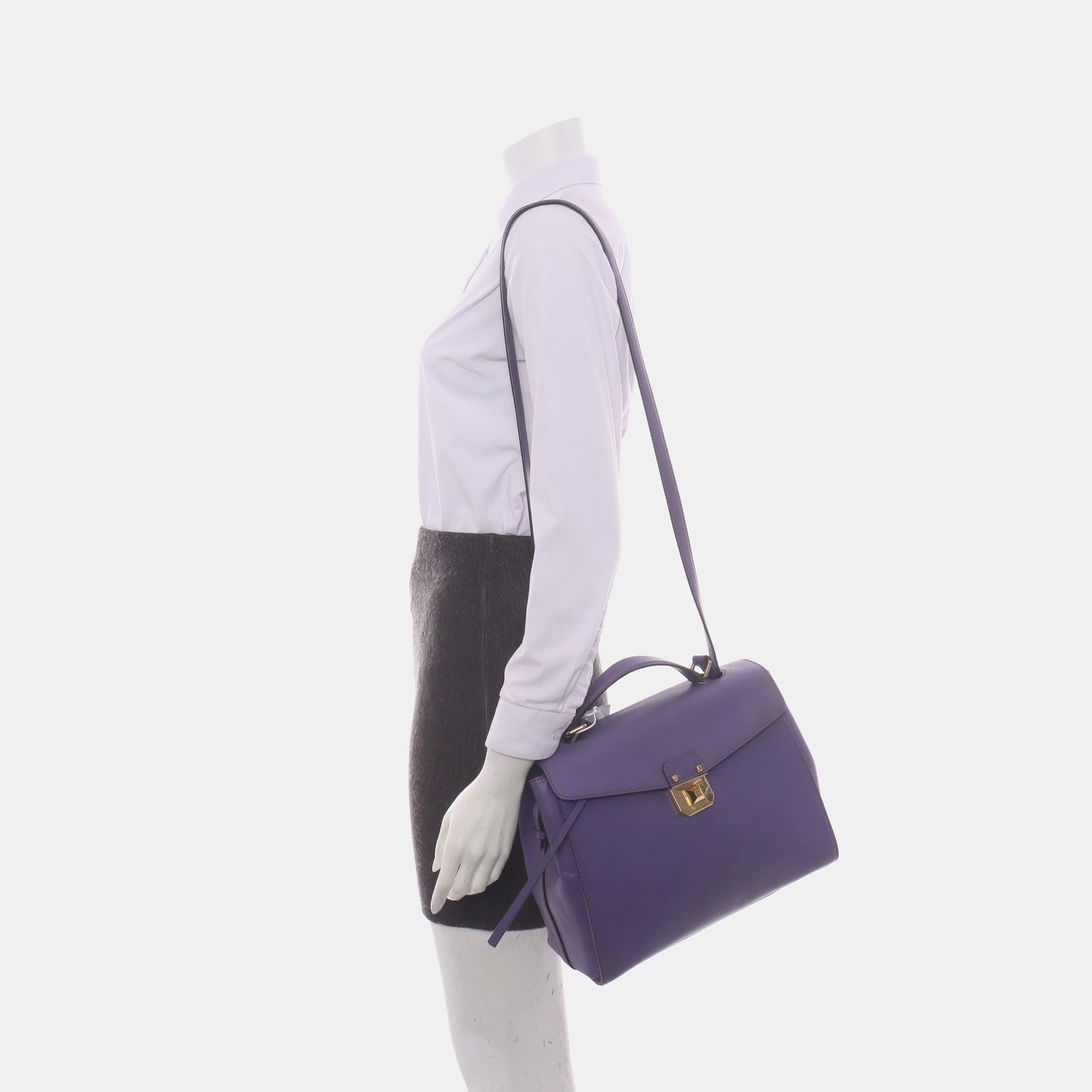 MCM Purple Leather Single Shoulder Bag Handbag Crossbody Bag Golden hardware Removable shoulder strap-(SKU)-14183353