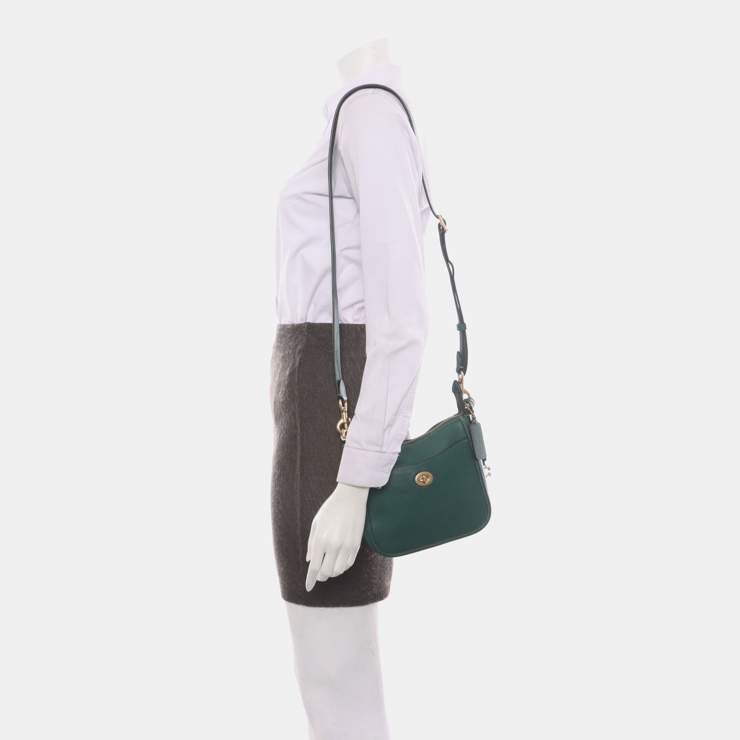 COACH Green Leather Crossbody Single Shoulder Bag Golden hardware Removable shoulder strap-(SKU)-928495237