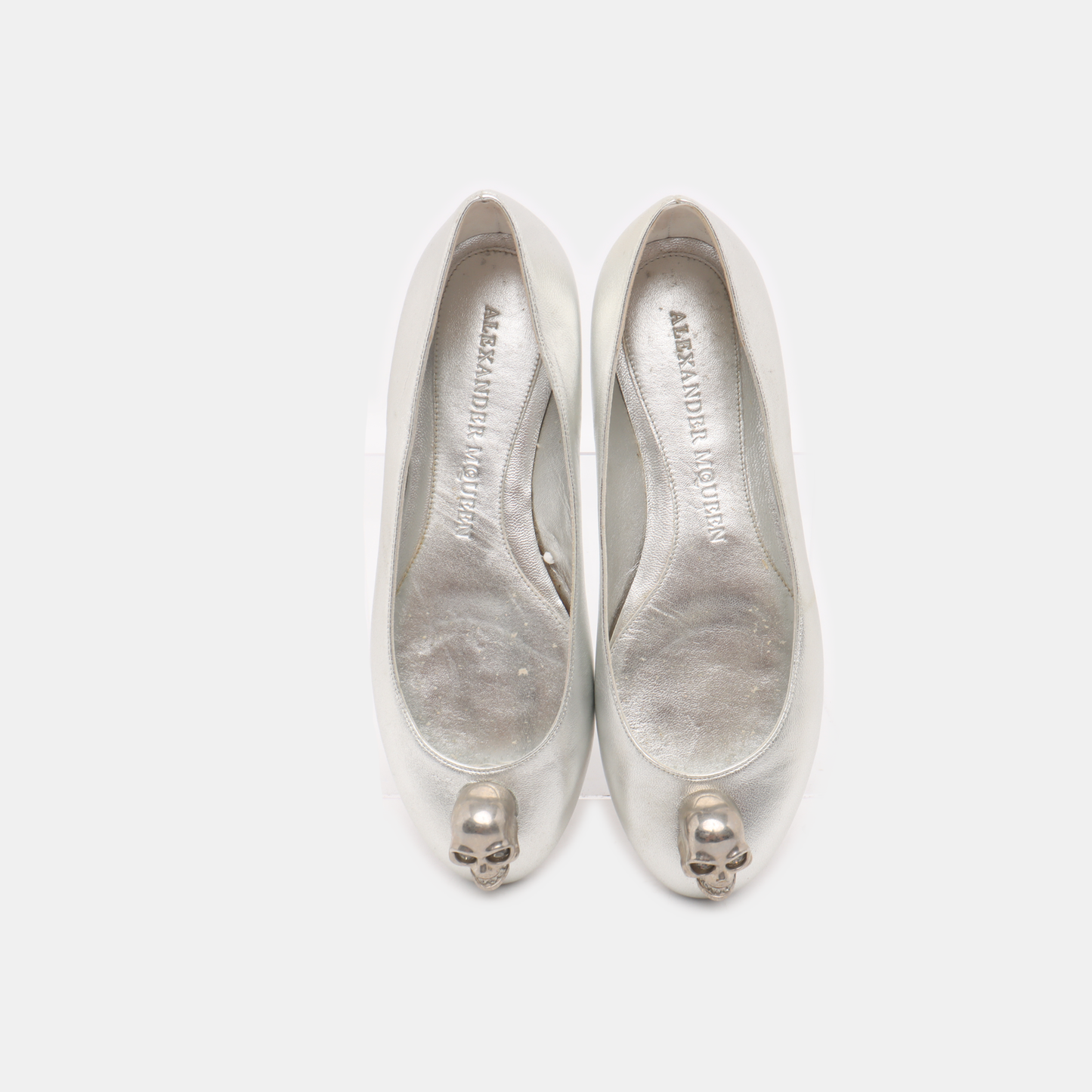 Alexander McQUEEN 36.5code Silver Leather Women's Low Heel Oxfords-(SKU)-14148185
