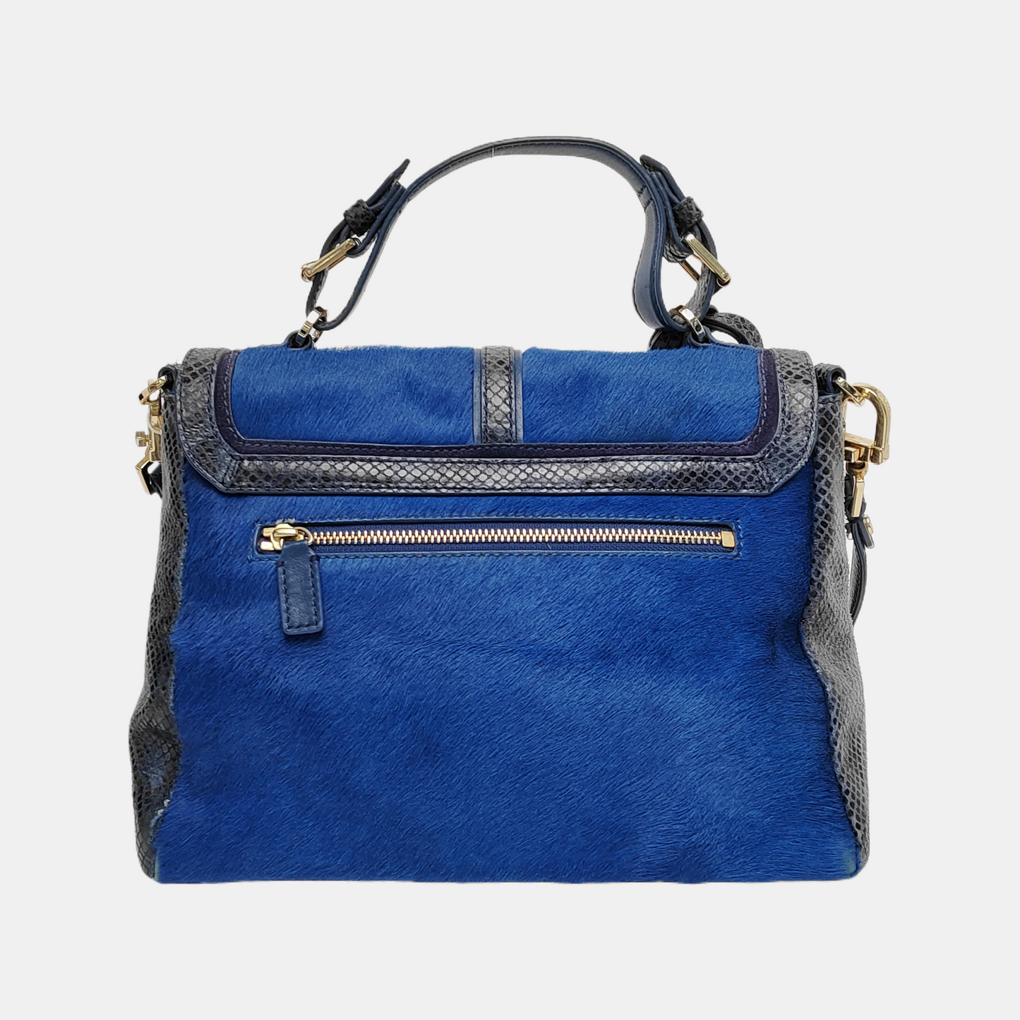 TORY BURCH 797 Blue cowhide snake-pattern crossbody bag/shoulder bag/handbag Golden hardware shoulder straps-(SKU)-942640908