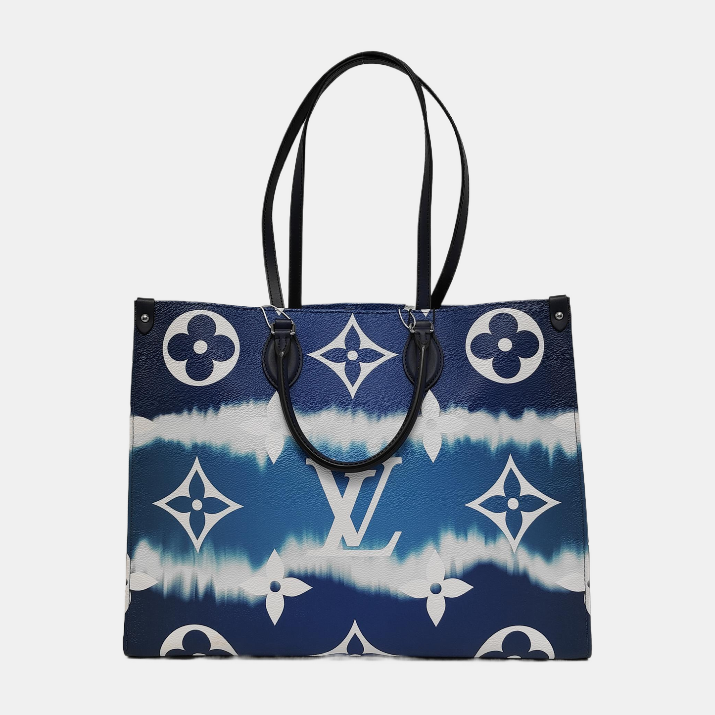 LOUIS VUITTON ONTHEGO Large Blue Coated Canvas Printed Jungle Backpack Shoulder Bag Handbag Silver Hardware-(SKU)-943857916