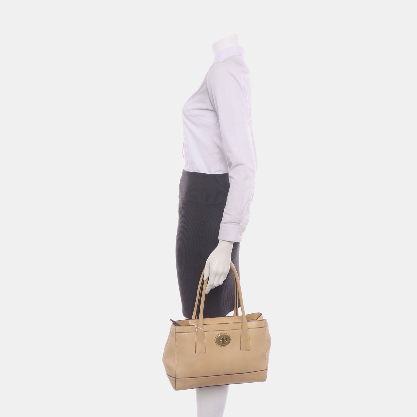 COACH Tote bag Khaki Leather Single Shoulder Bag and Handbag Golden hardware-(SKU)-933061501