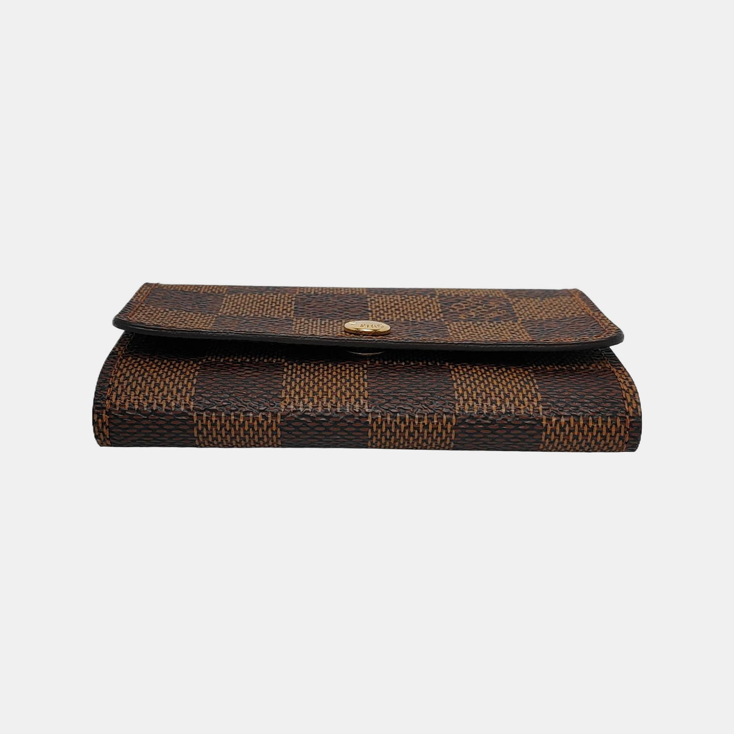 LOUIS VUITTON Brown Coated Canvas Checkered Key Bag Golden hardware-(SKU)-944332313