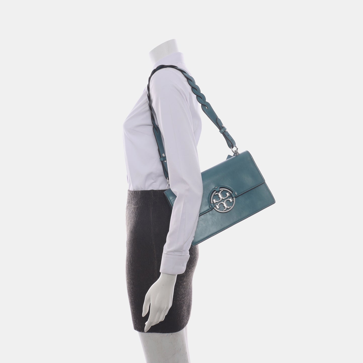 TORY BURCH Miller Blue cowhide single shoulder bag Silver Hardware Removable shoulder strap-(SKU)-14132600