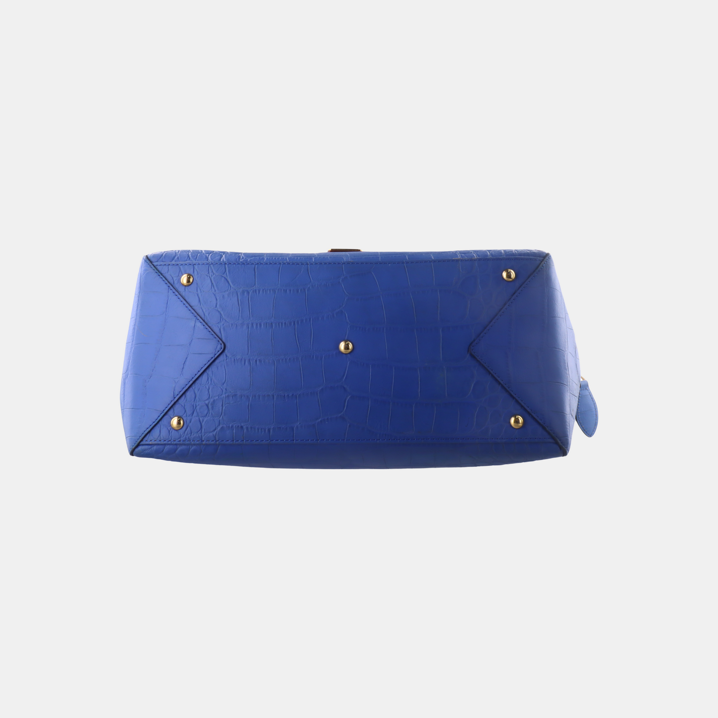 MCM NUOVO Blue Leather Crocodile Print Handbag Golden hardware-(SKU)-14502100