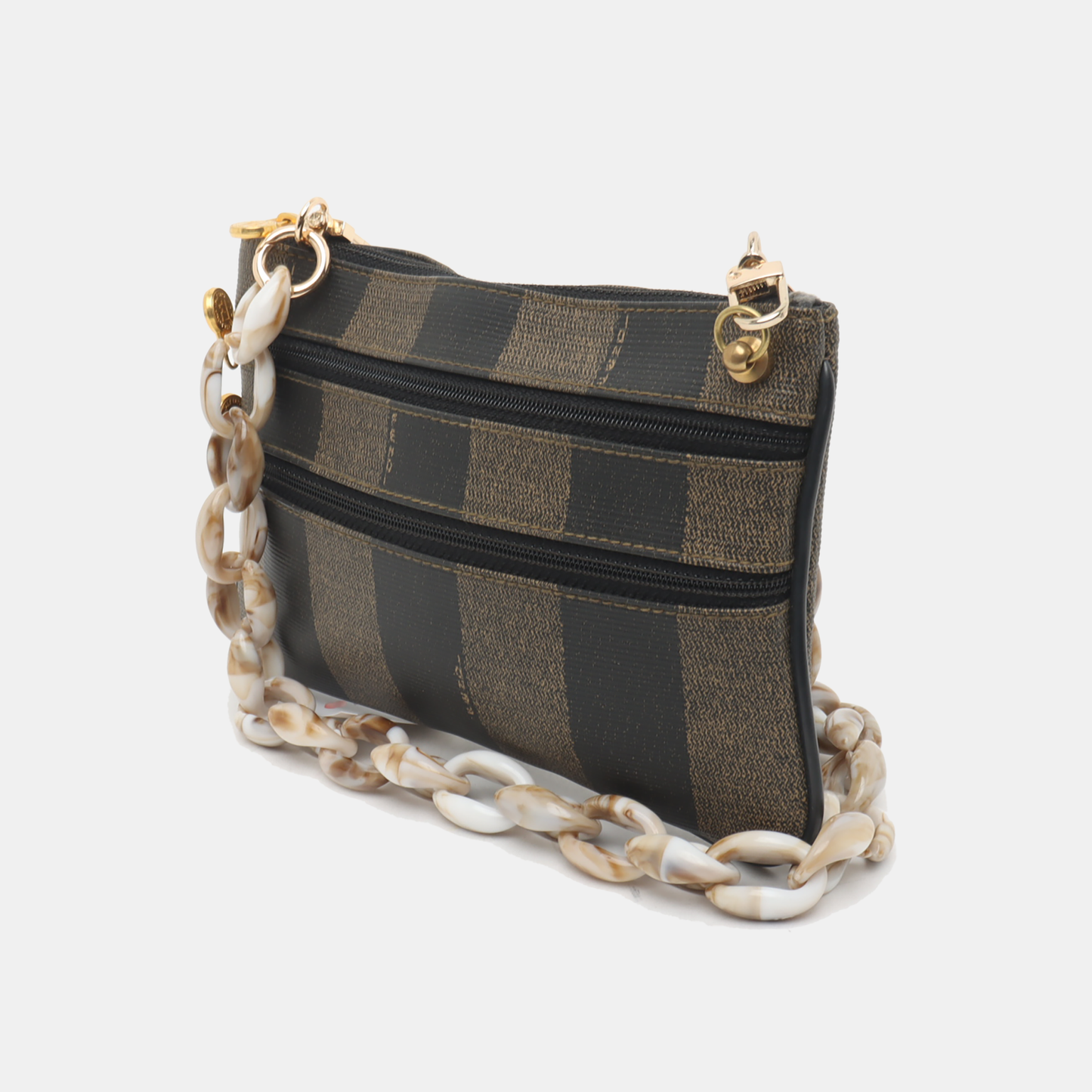 FENDI Brown Coated Canvas Handbag Golden hardware-(SKU)-936934936