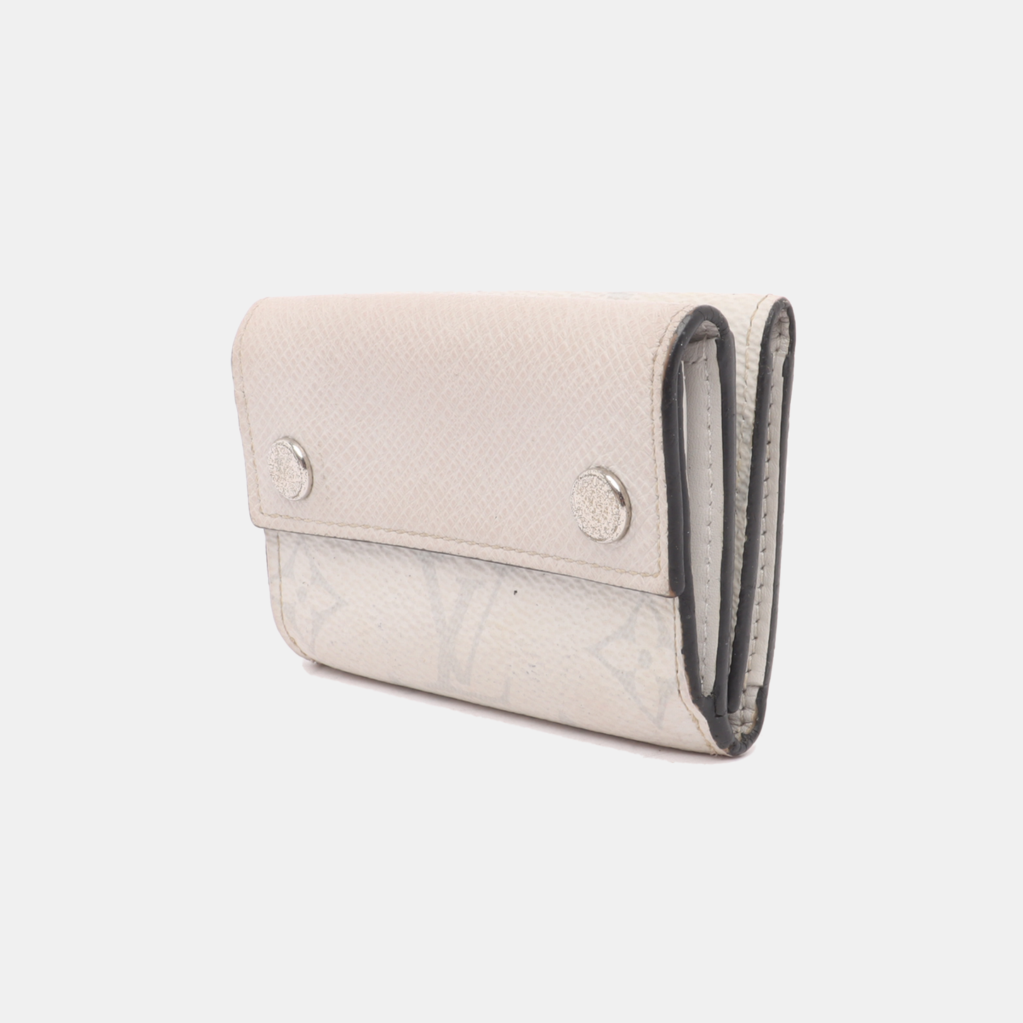 LOUIS VUITTON DISCOVERY Grey Coated Canvas Old Money Wallet Silver Hardware-(SKU)-13382678