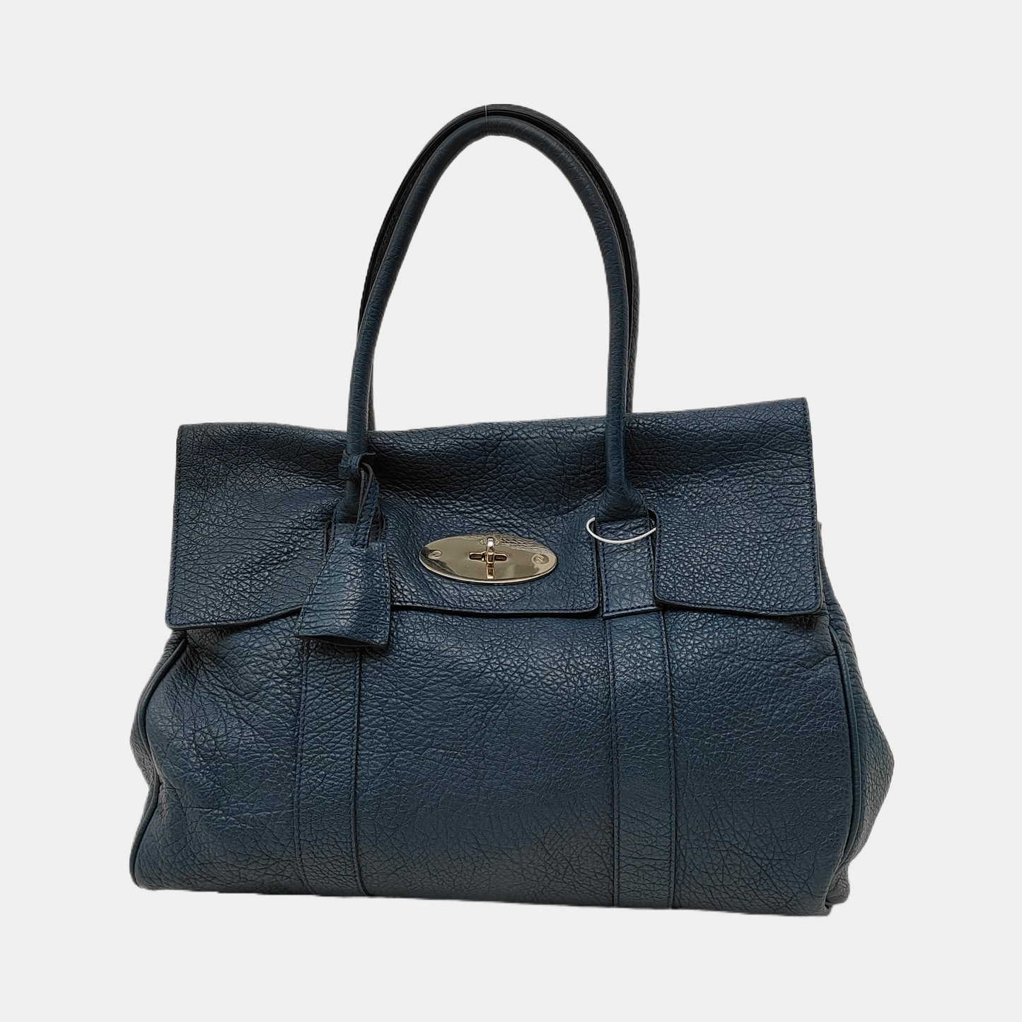 Mulberry Bayswater Large size Dark Blue Cowhide Handbag Single Shoulder Bag Golden hardware-(SKU)-940347646