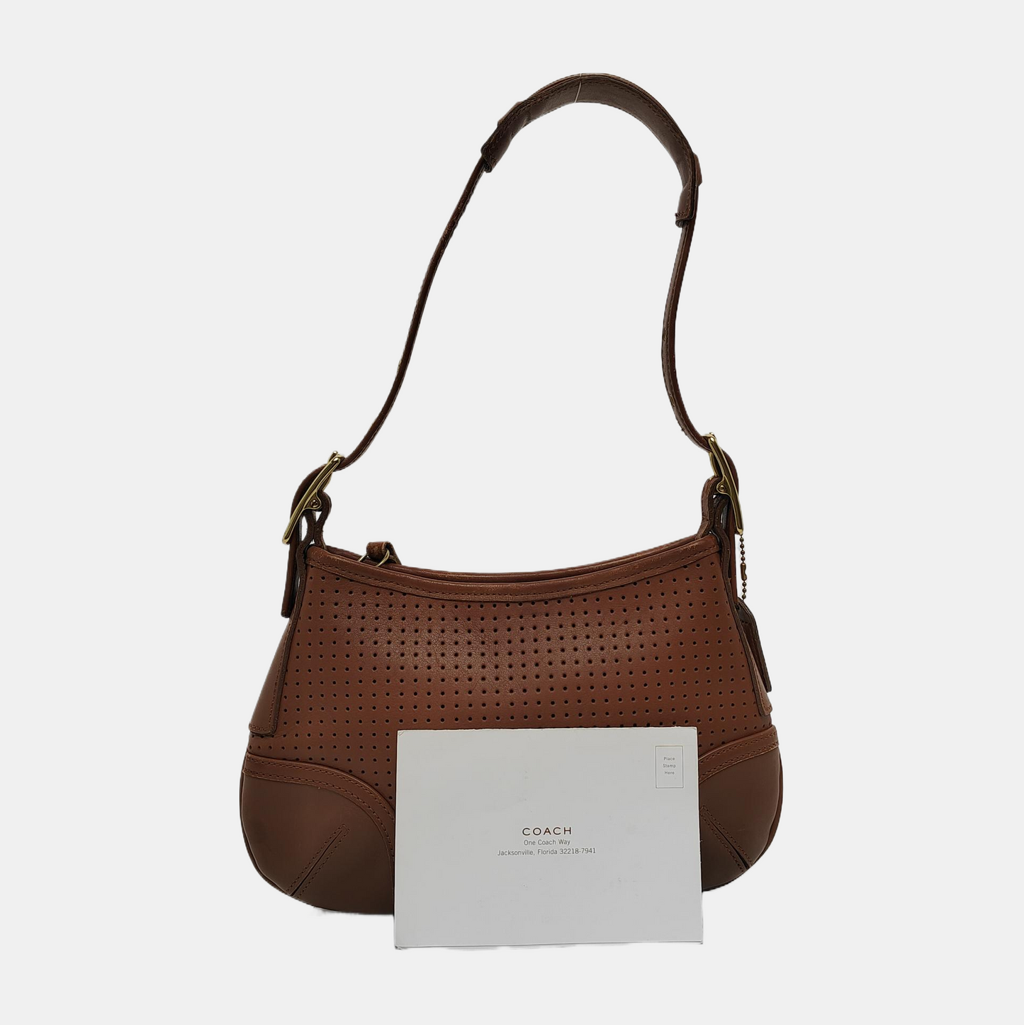 COACH Brown Leather Single Shoulder Bag Tote Bag Golden hardware Removable shoulder strap-(SKU)-942136489
