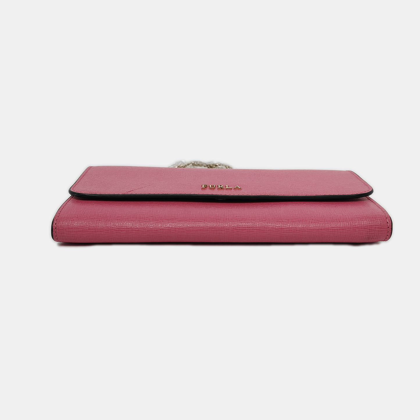 FURLA Pink Leather Embossed Sling Bag Single Shoulder Bag Golden hardware Removable shoulder strap-(SKU)-939936046