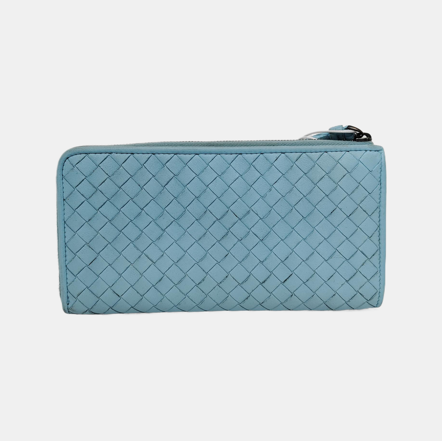 BOTTEGA VENETA Blue Cowhide Braided Wallet Ruthenium color hardware-(SKU)-942172044