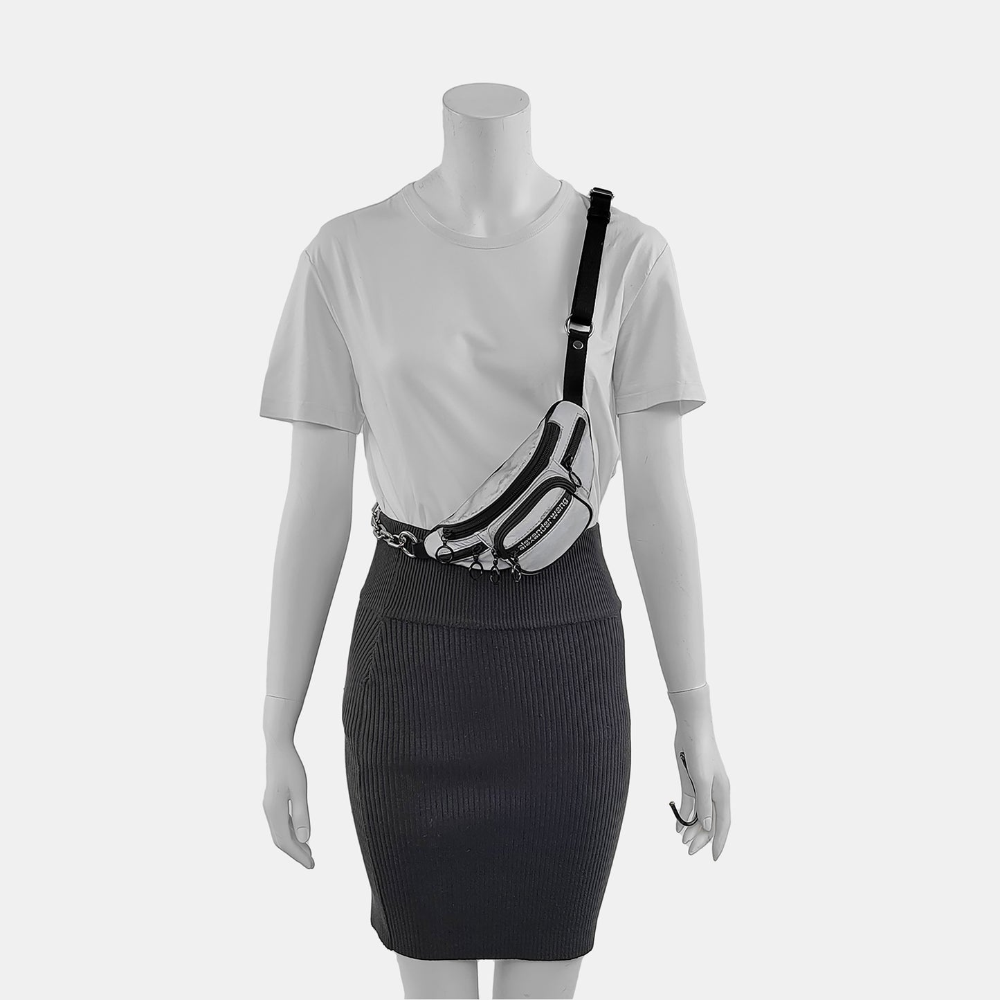 Alexander Wang Attica 浅灰色尼龙腰包腰包/胸包 Black hardware-(SKU)-940440192