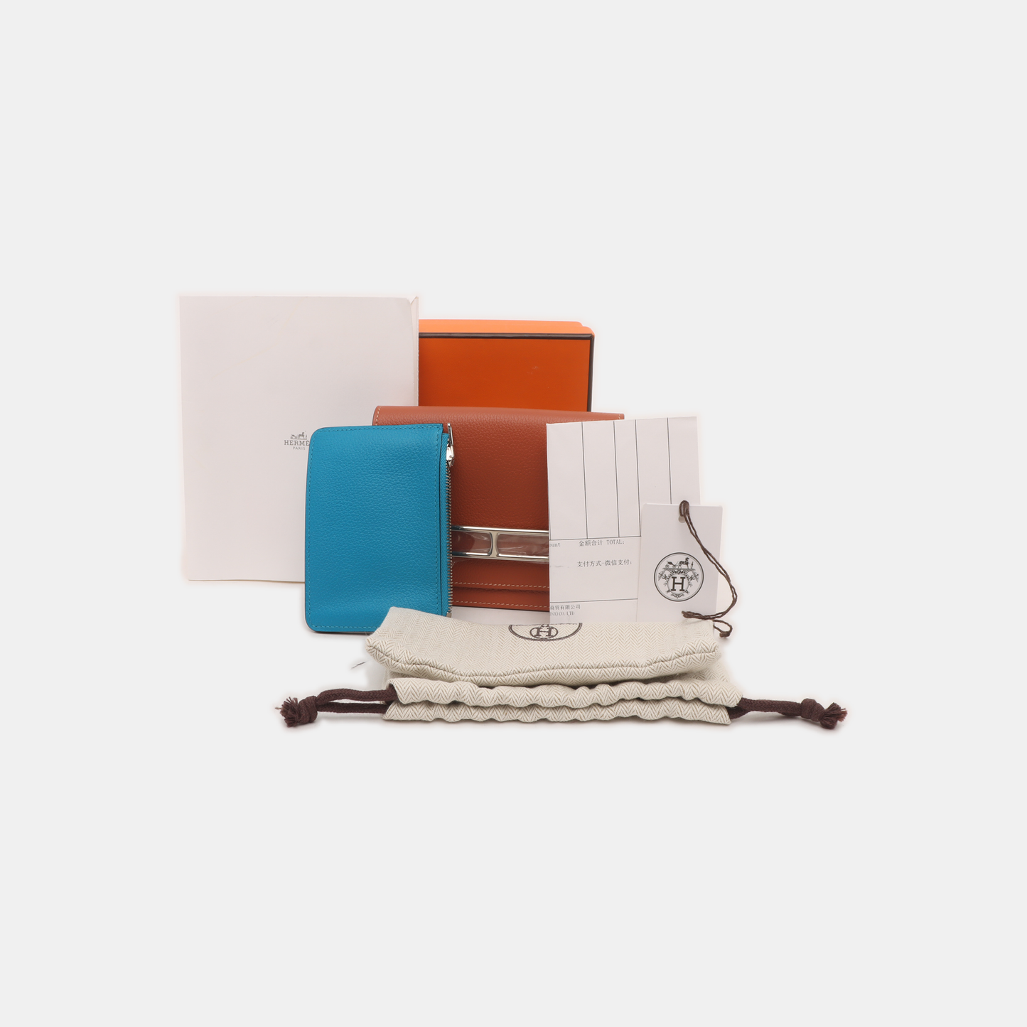 HERMÈS Roulis Slim Salmon Evercolor Leather Flap Wallet Silver Hardware Z Inside Pocket Complete Accessories-(SKU)-928395278