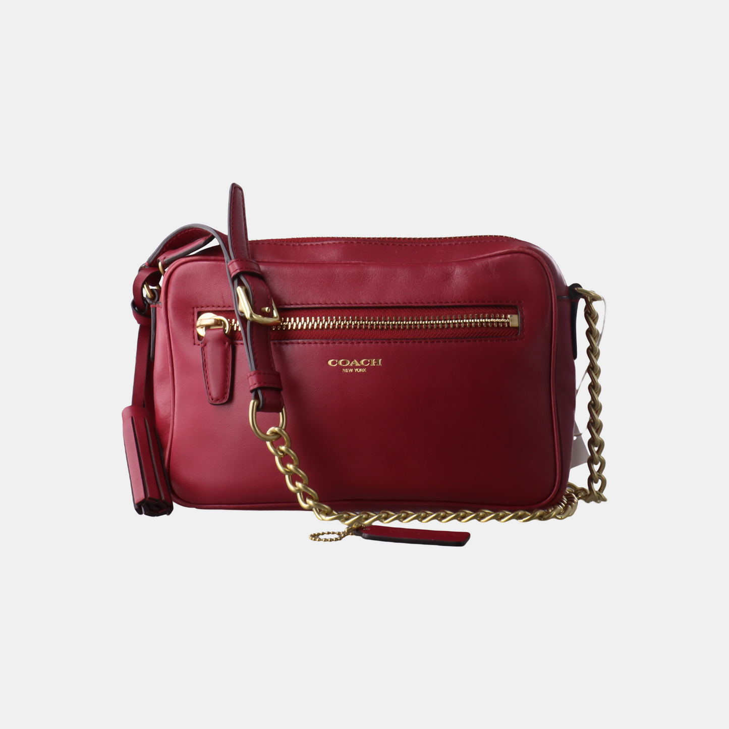 COACH Camera Bag Pink Leather Fringe Single Shoulder Crossbody Bag Golden hardware-(SKU)-14510402