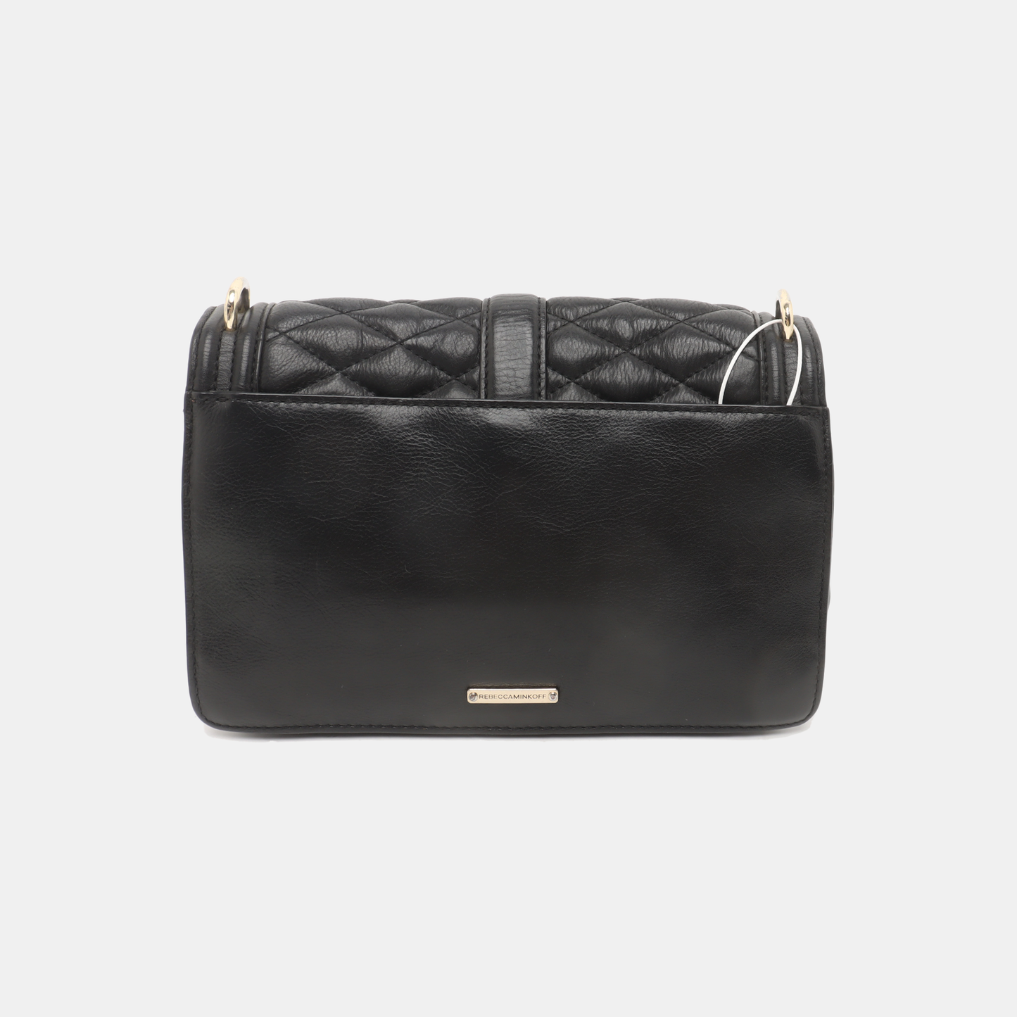 REBECCA MINKOFF Love Black leather quilted crossbody single shoulder bag Golden hardware Removable shoulder strap-(SKU)-935256767