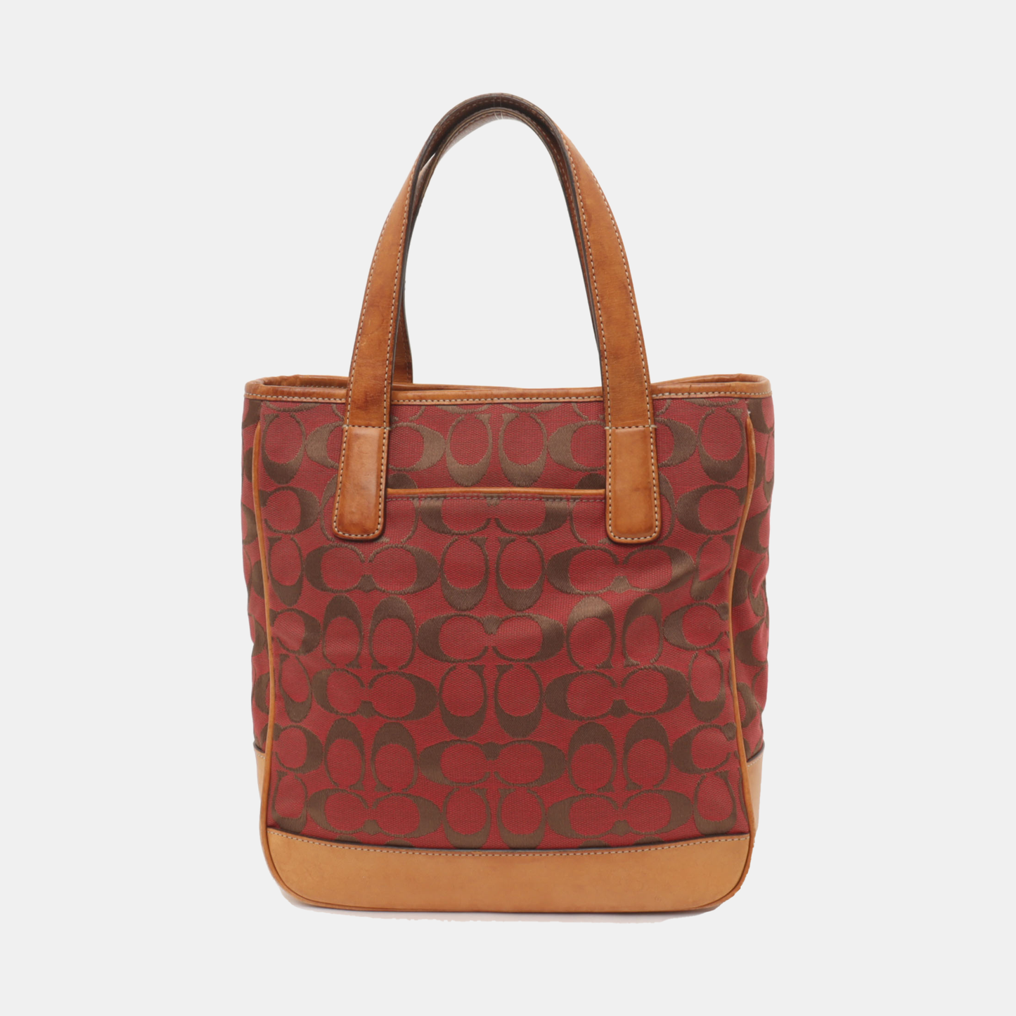 COACH Tote bag Red Canvas Monogram Floral Handbag Silver Hardware-(SKU)-936434550
