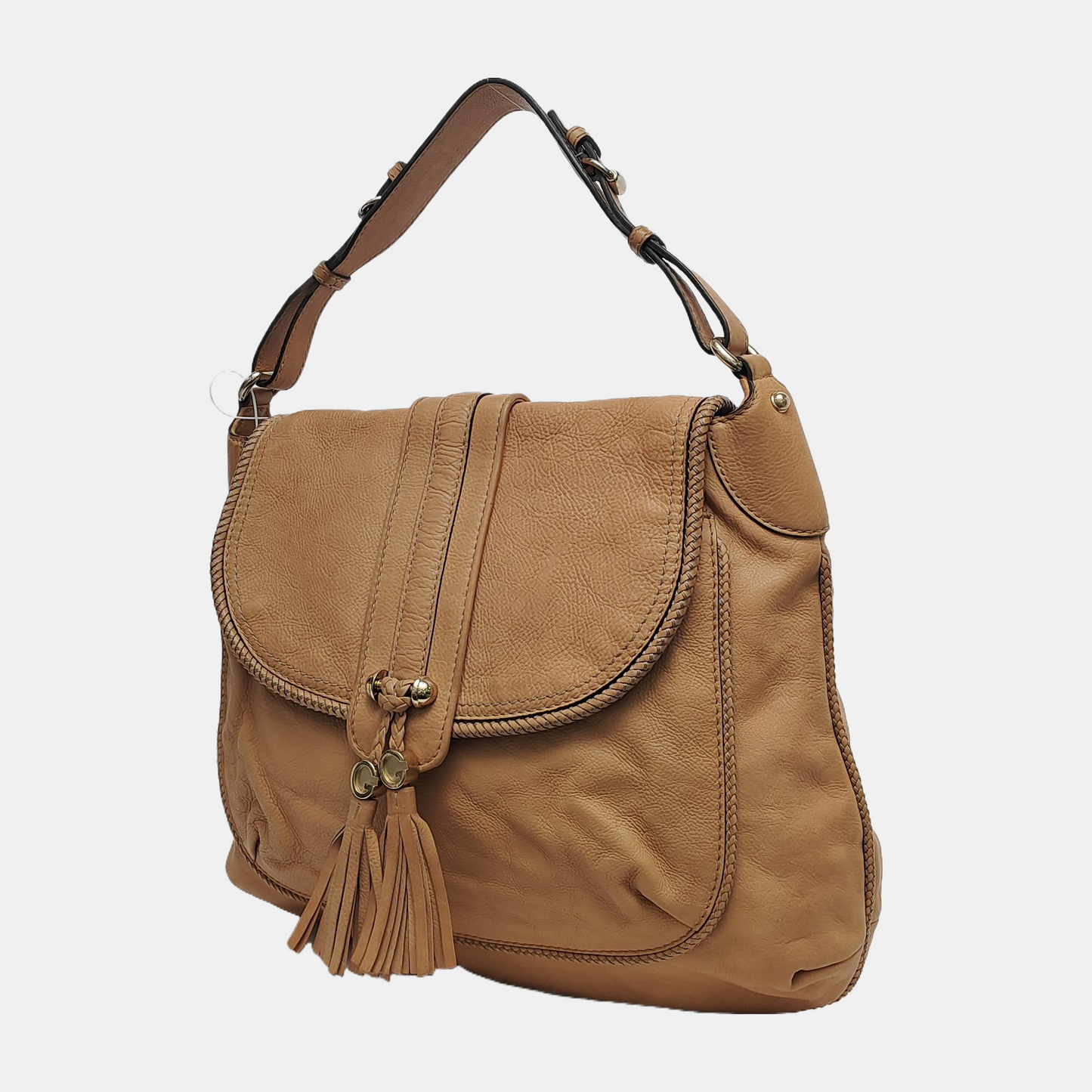 GUCCI Tote bag Khaki Calfskin Leather Fringe Single Shoulder Bag with Handbag Golden hardware-(SKU)-944545020