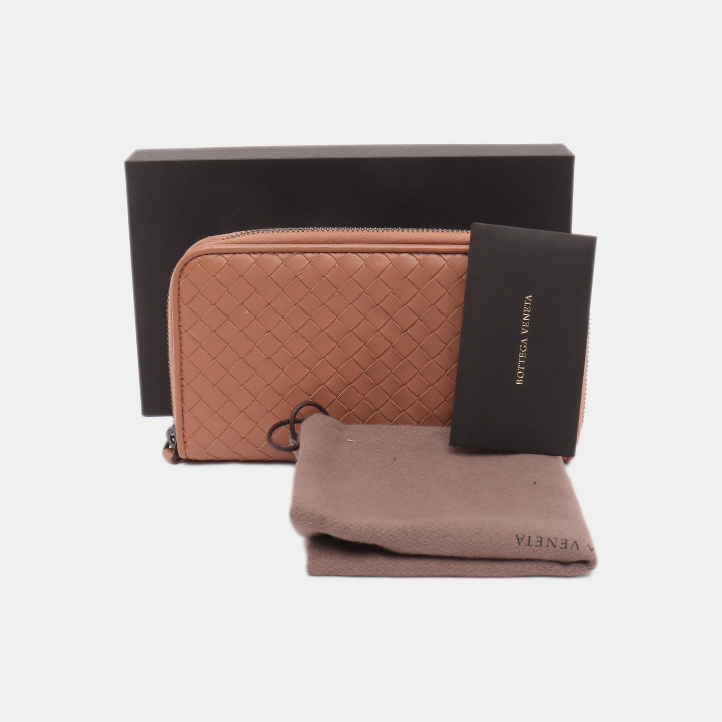 BOTTEGA VENETA Pink Cowhide Woven Wallet Black hardware-(SKU)-13502848