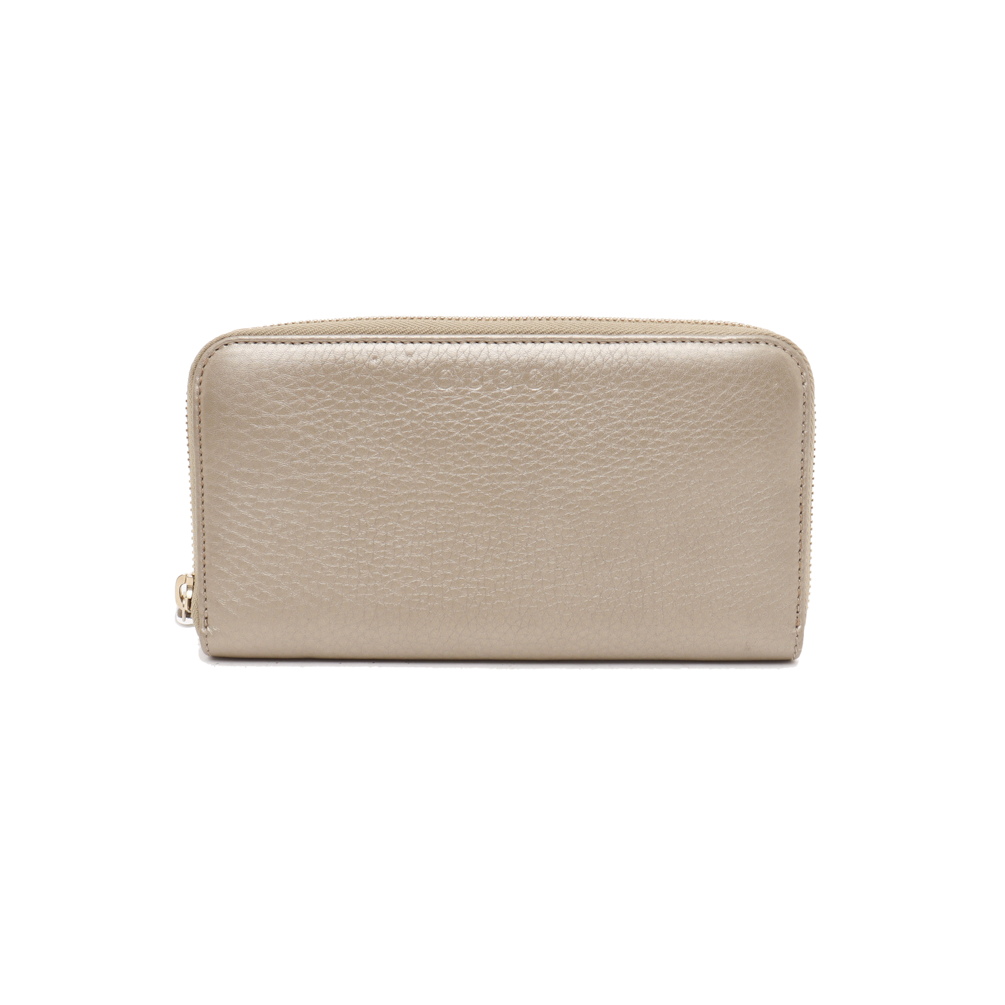 GUCCI Champagne-Colored Cowhide Embossed Wallet Golden hardware-(SKU)-939007917