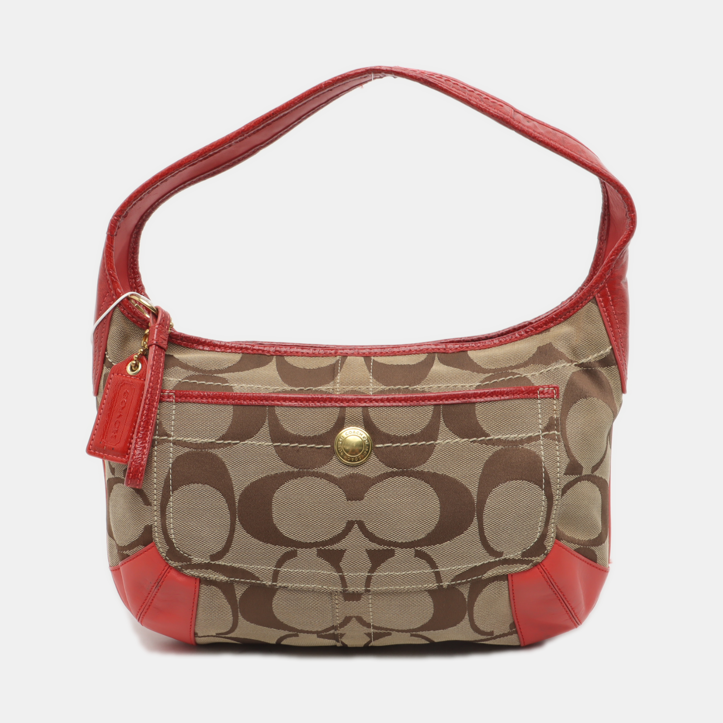 COACH Khaki canvas monogram crossbody bag, handbag Golden hardware-(SKU)-933082585