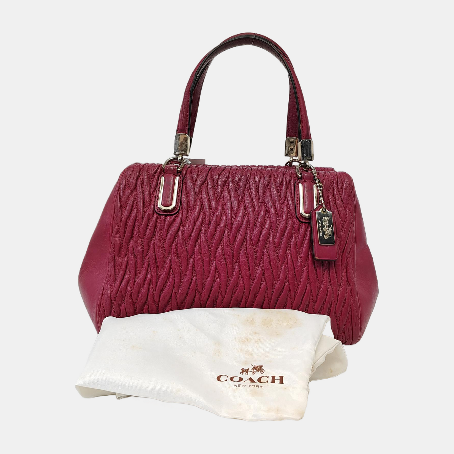 COACH MADISON Fuchsia Leather Single Shoulder Handbag Crossbody Golden hardware-(SKU)-941851369