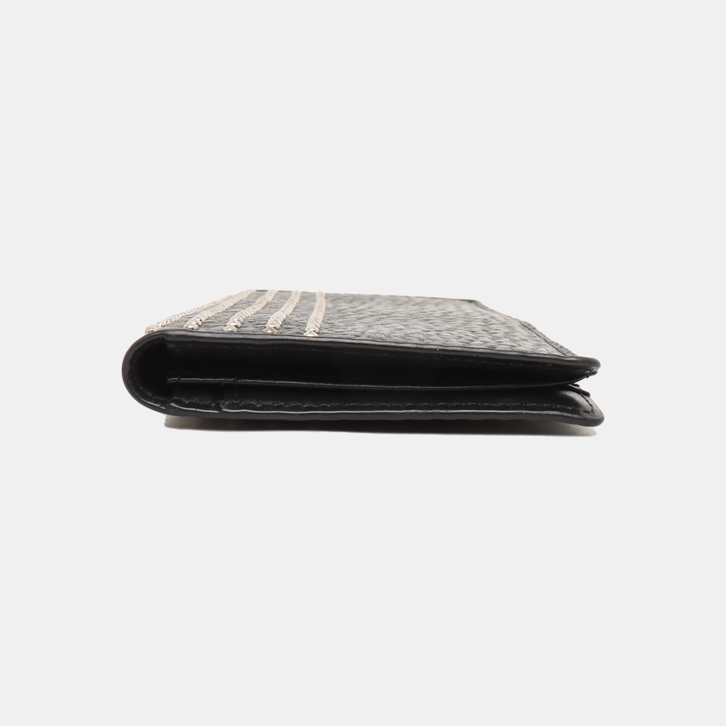 MCM Black Coated Canvas Stud Wallet Silver Hardware-(SKU)-938652403