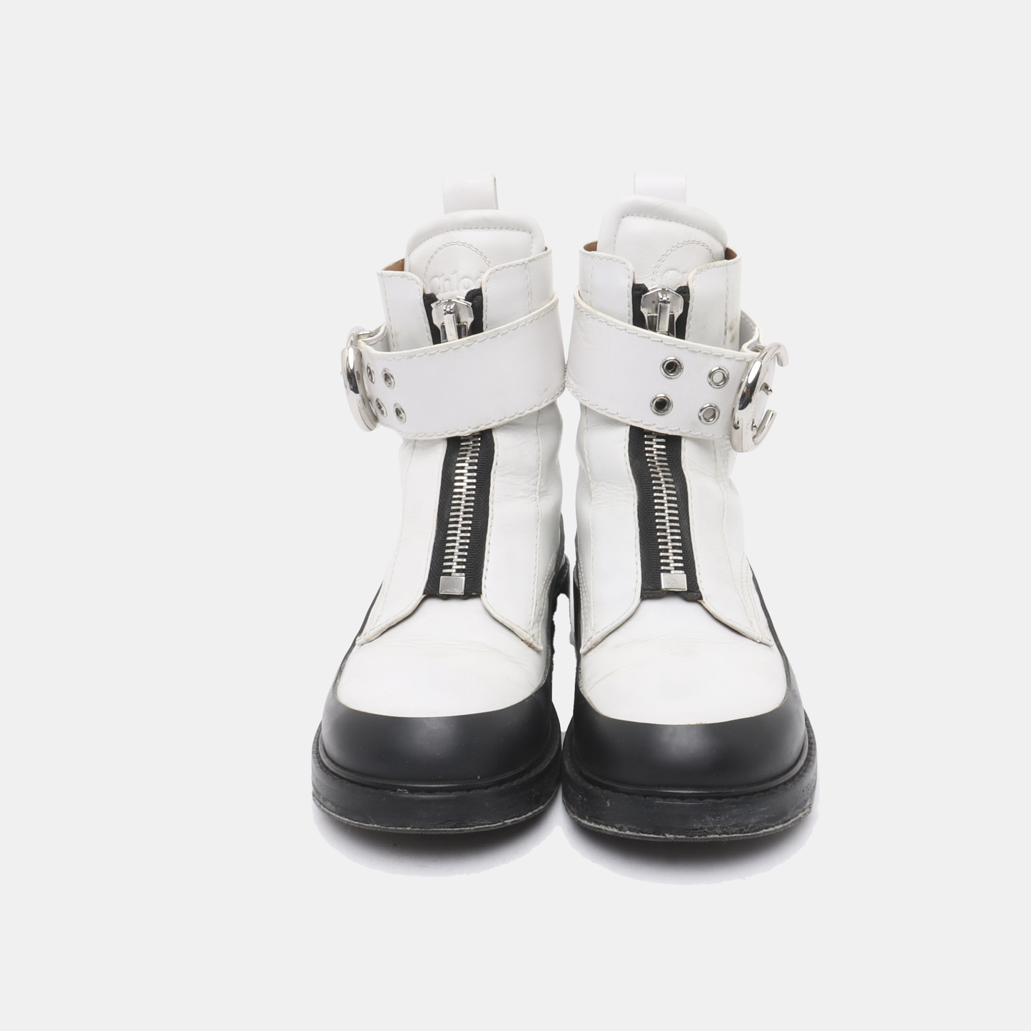 Chloé 39code Spring Autumn White Leather Women's Short Boots-(SKU)-941992725