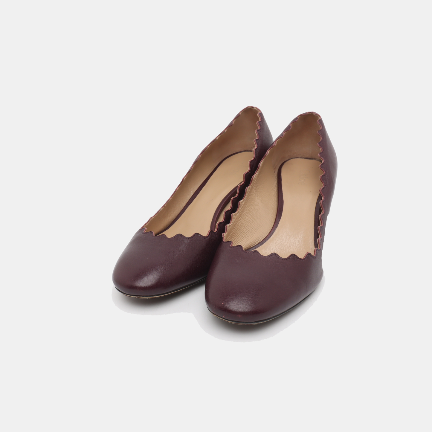 Chloé 36.5code Beige Purple Leather Women's Mid-Heel Shoes-(SKU)-931056943