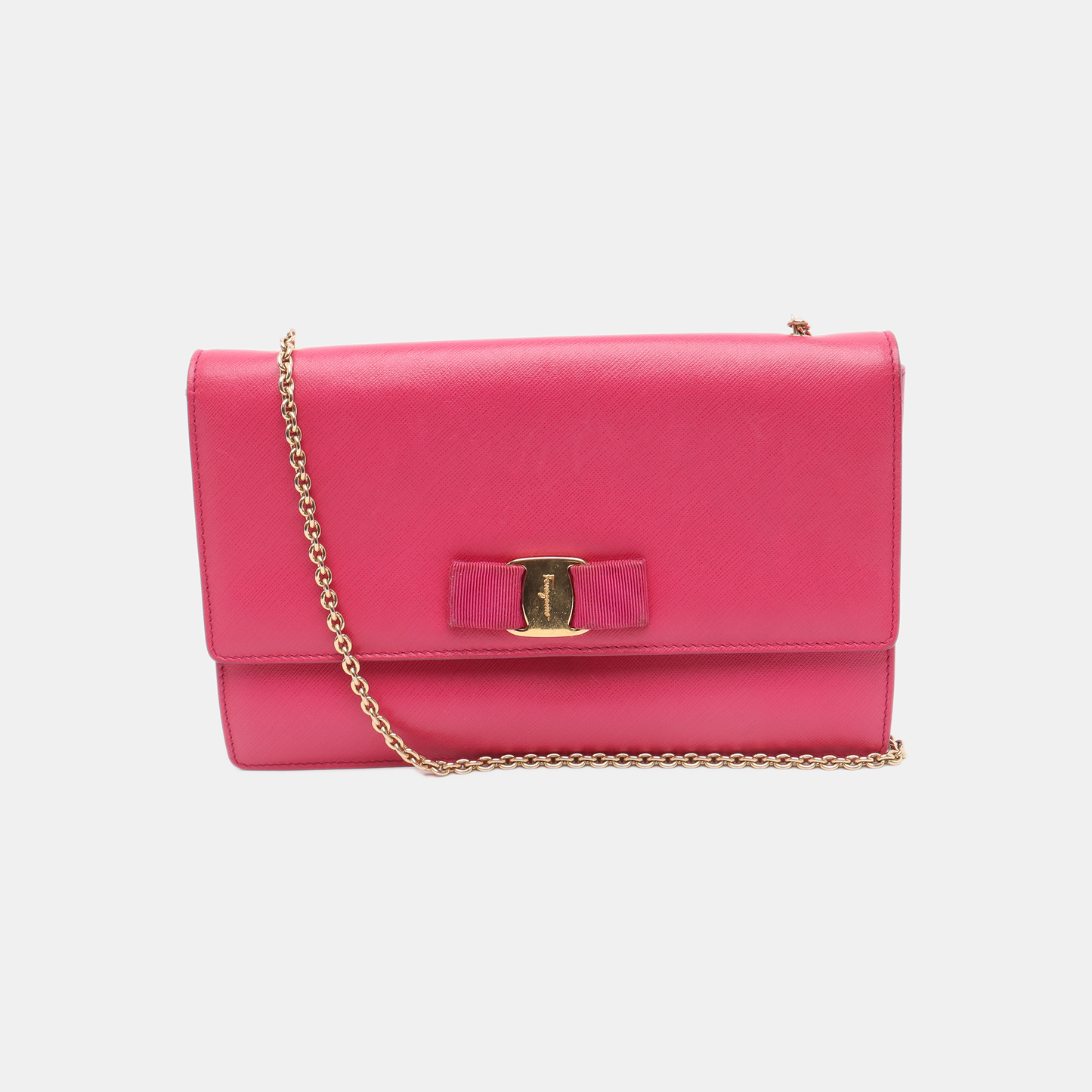 FERRAGAMO Ginny Pink Cowhide Embossed Single Shoulder Bag Crossbody Golden hardware-(SKU)-13042501