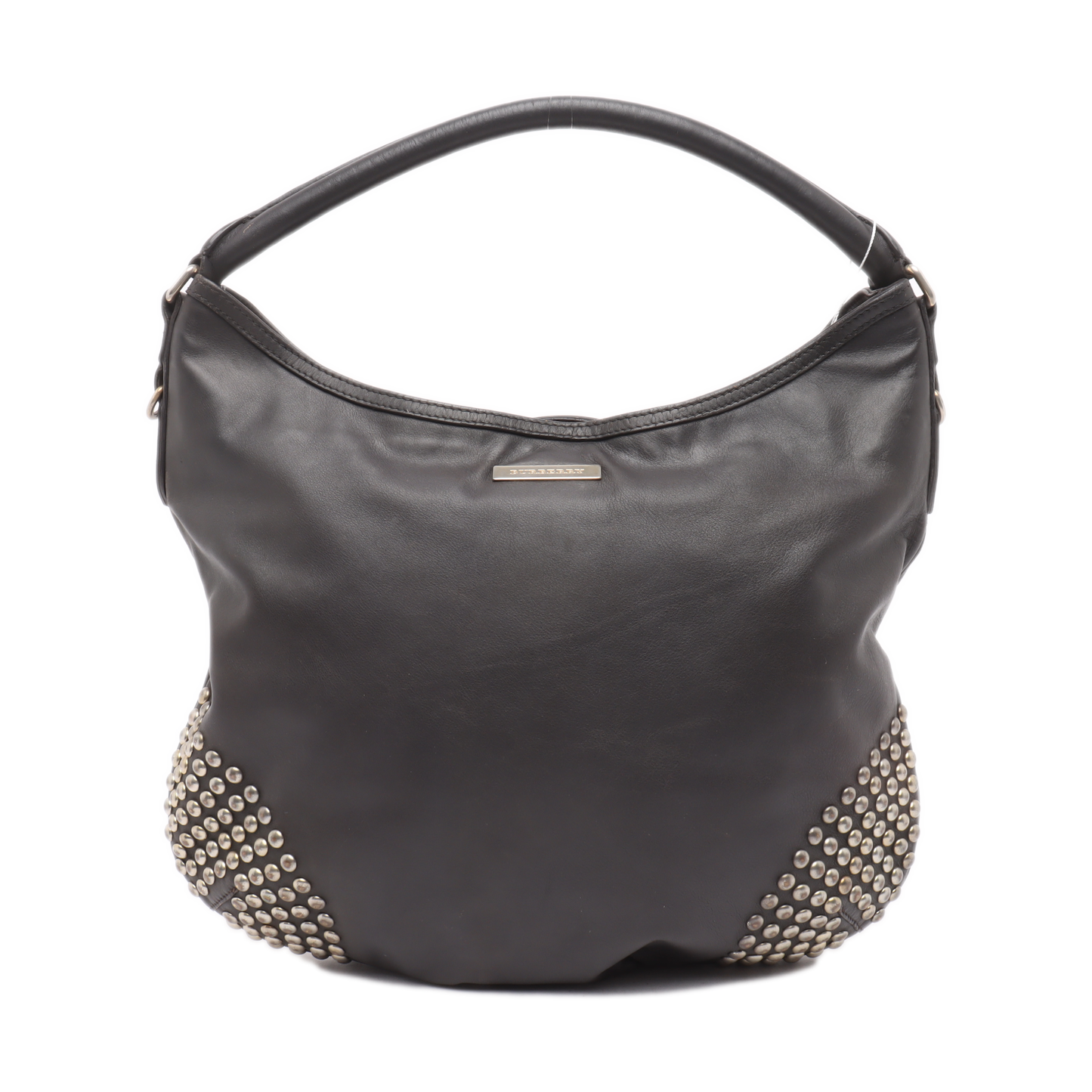 BURBERRY Ledbury Heritage Brown cowhide studded single shoulder bag handbag Golden hardware Removable shoulder strap-(SKU)-13122378