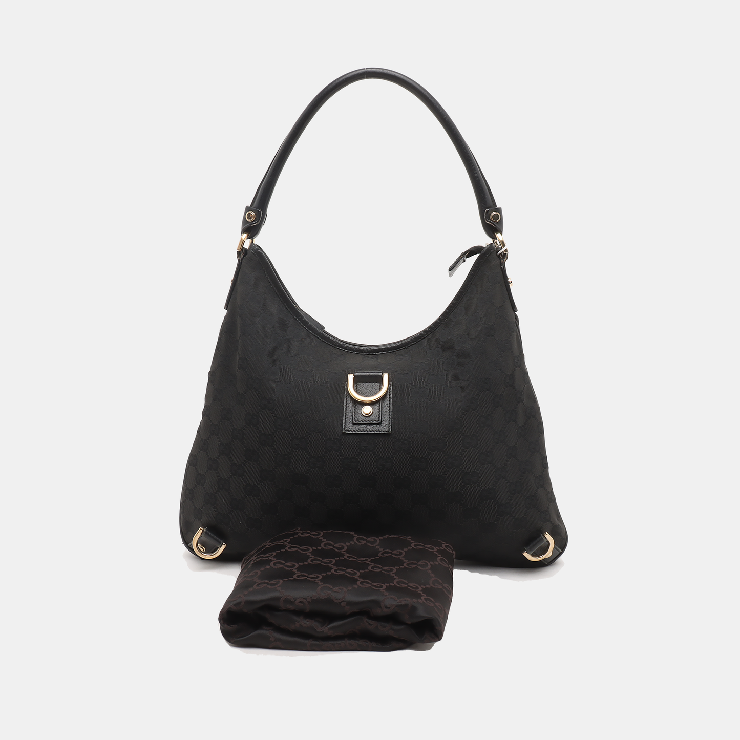GUCCI Abbey Black canvas monogram jacquard shoulder tote Golden hardware-(SKU)-929825817