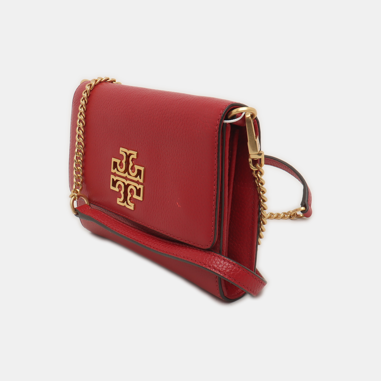 TORY BURCH Britten Red cowhide shoulder bag crossbody bag Golden hardware Removable shoulder strap-(SKU)-938683654