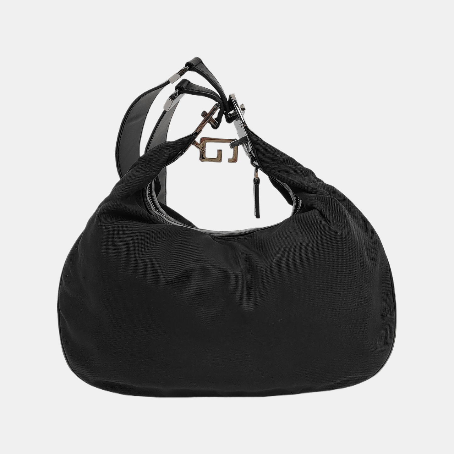 GUCCI Creole Black Canvas Single Shoulder Bag Tote Ruthenium color hardware-(SKU)-945095725