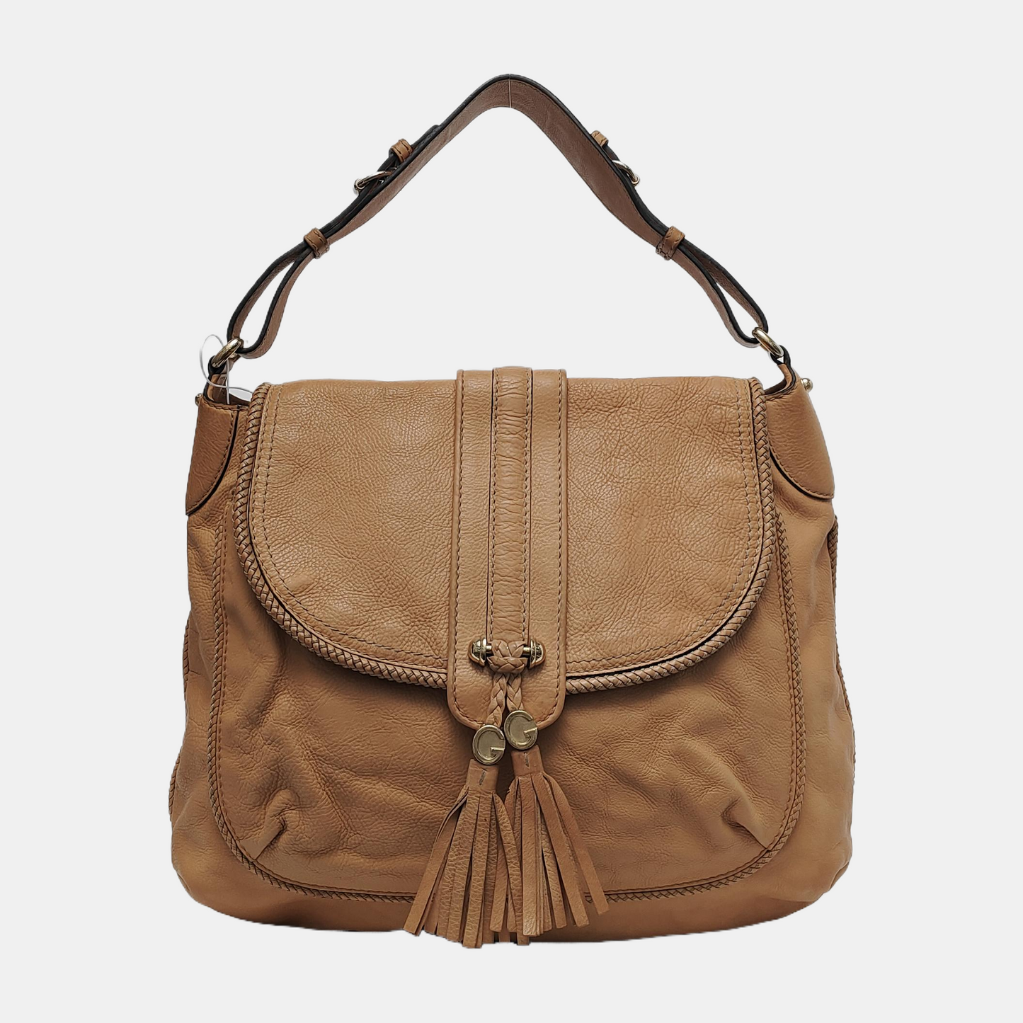 GUCCI Tote bag Khaki Calfskin Leather Fringe Single Shoulder Bag with Handbag Golden hardware-(SKU)-944545020