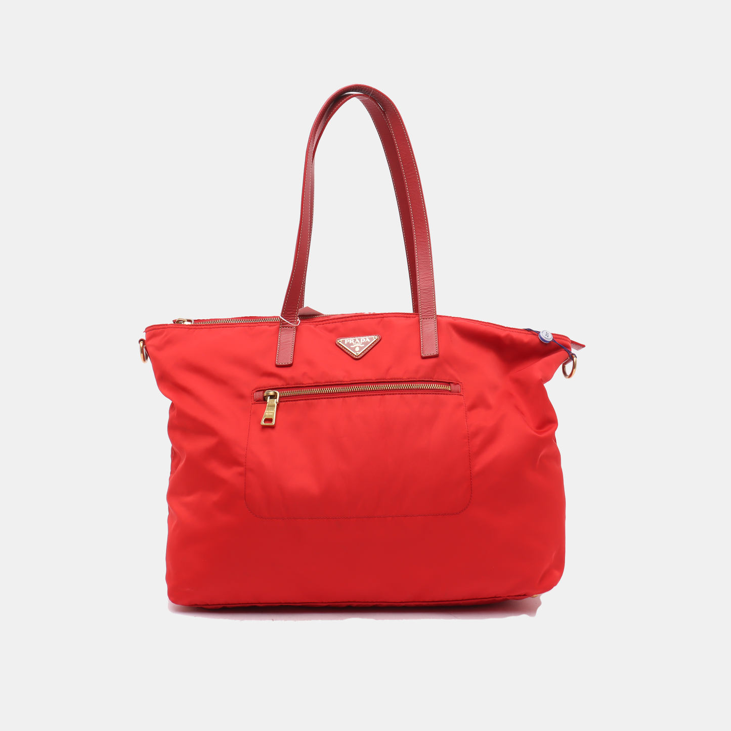 PRADA Tote bag Red Nylon Logo Single Shoulder Bag Crossbody Bag Handbag Golden hardware-(SKU)-13628648